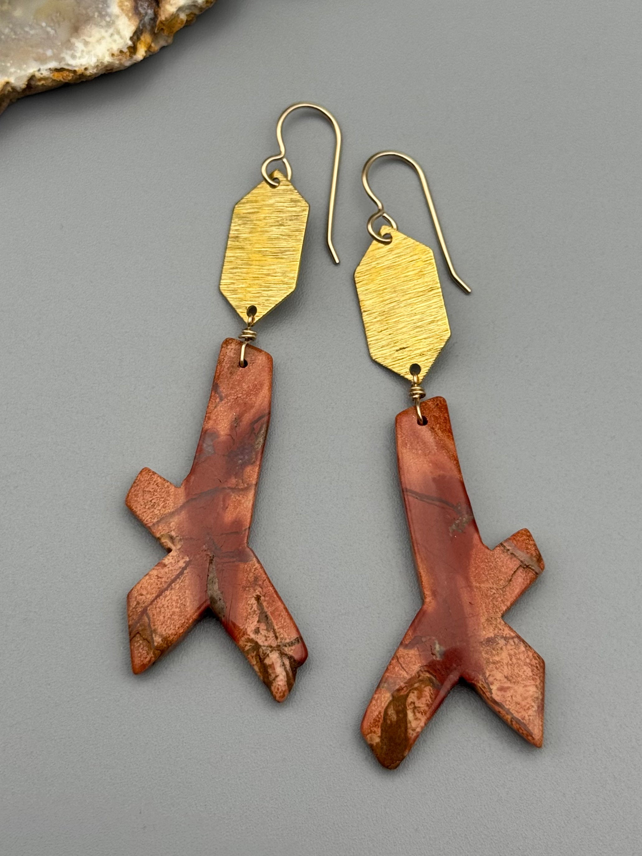 •HEXED• red jasper + gold earrings