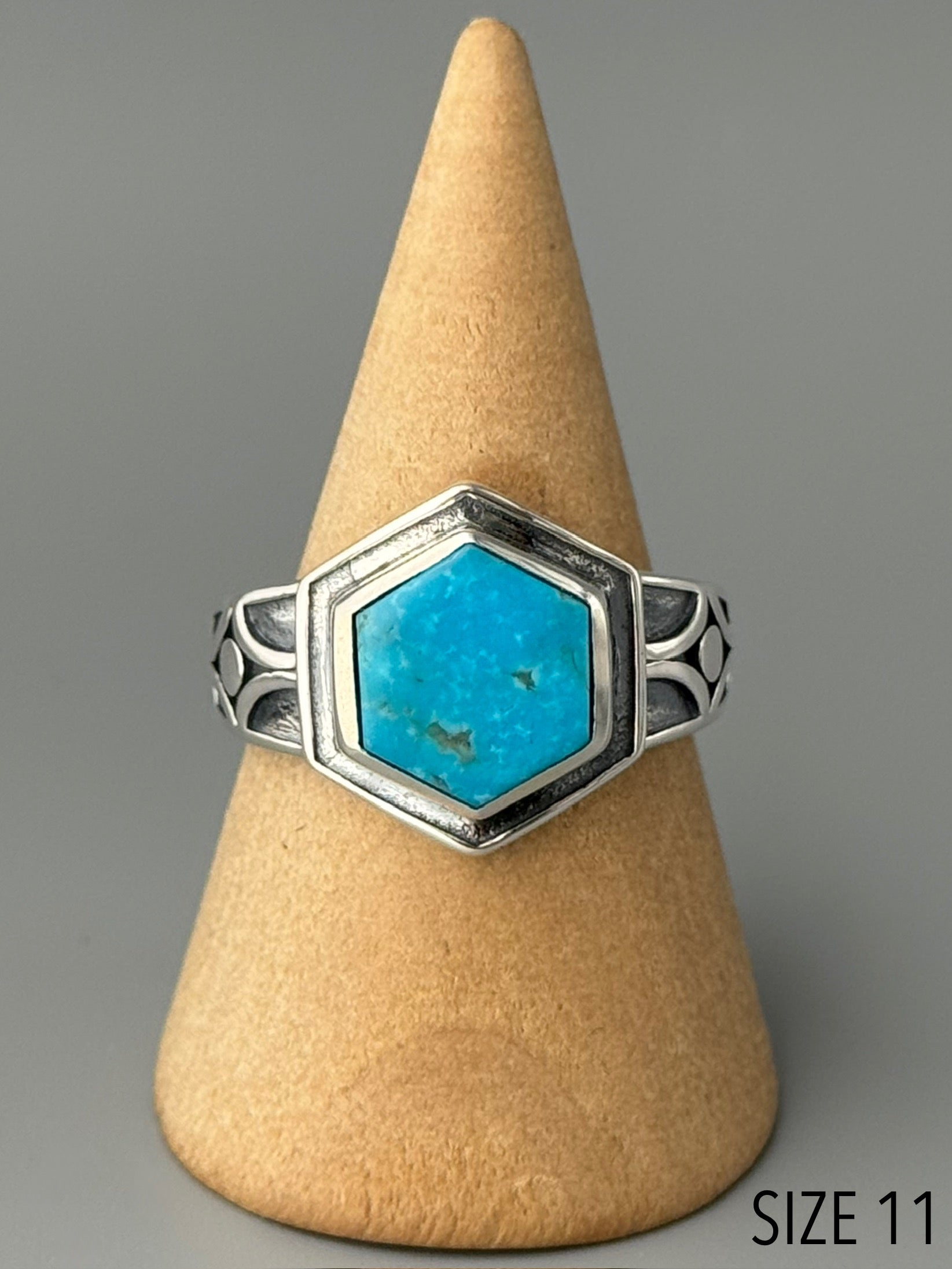•MEXICAN TURQUOISE - HEX SIGNET• sterling silver ring (various sizes)