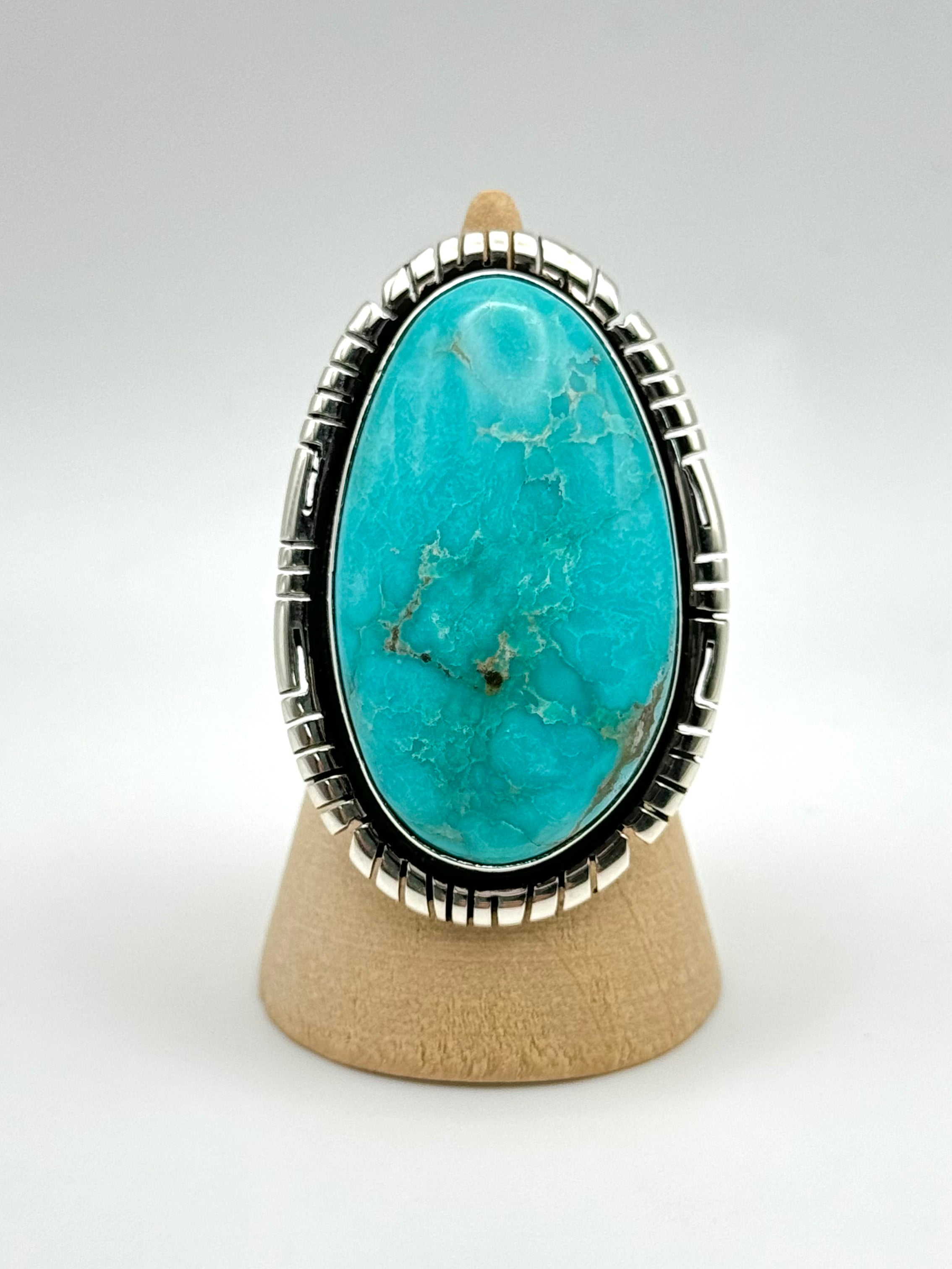 •KINGMAN TURQUOISE - BIGGIE• Navajo silver ring (size 10.25)