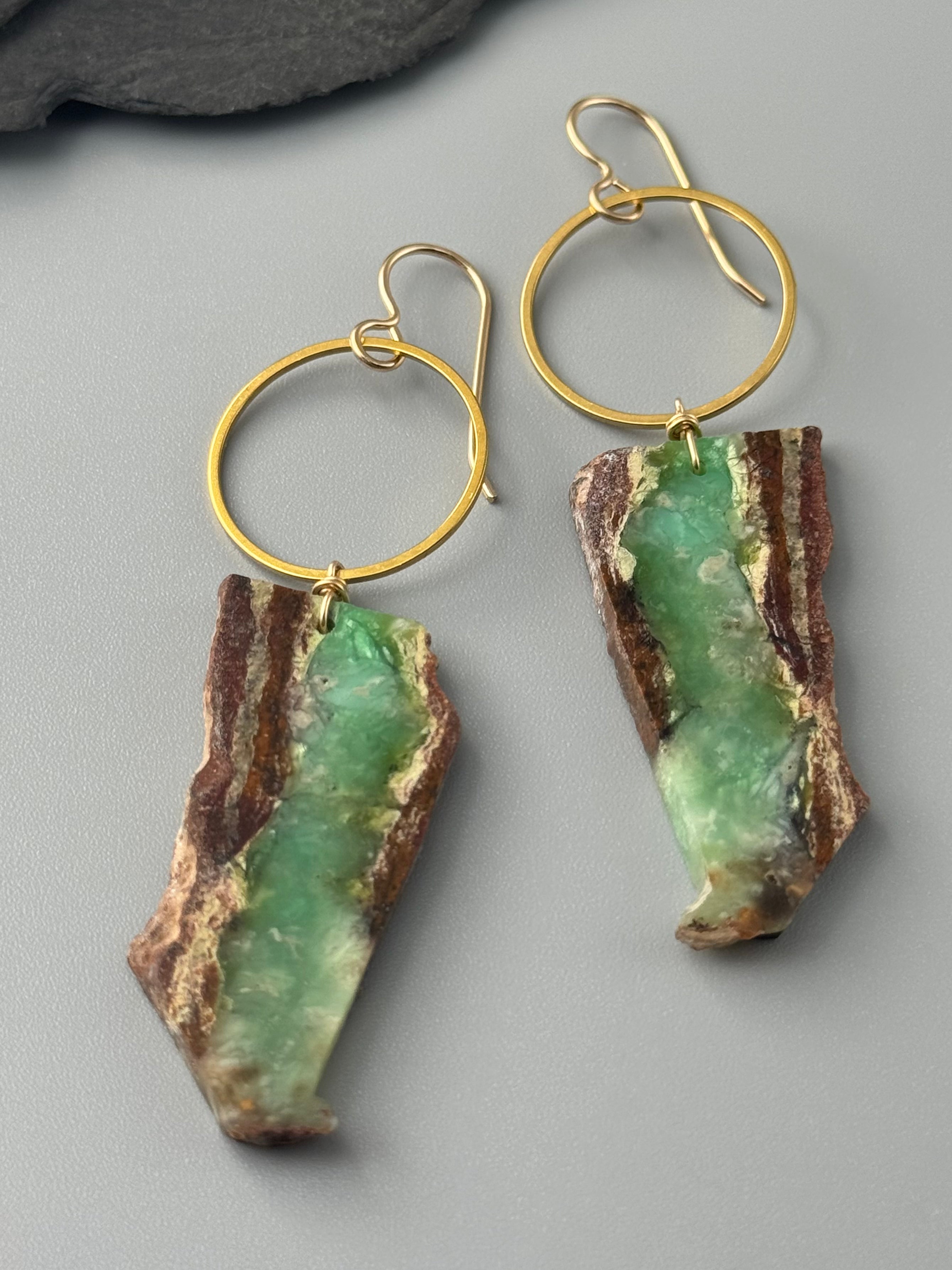 •LUNA• chrysoprase + gold earrings