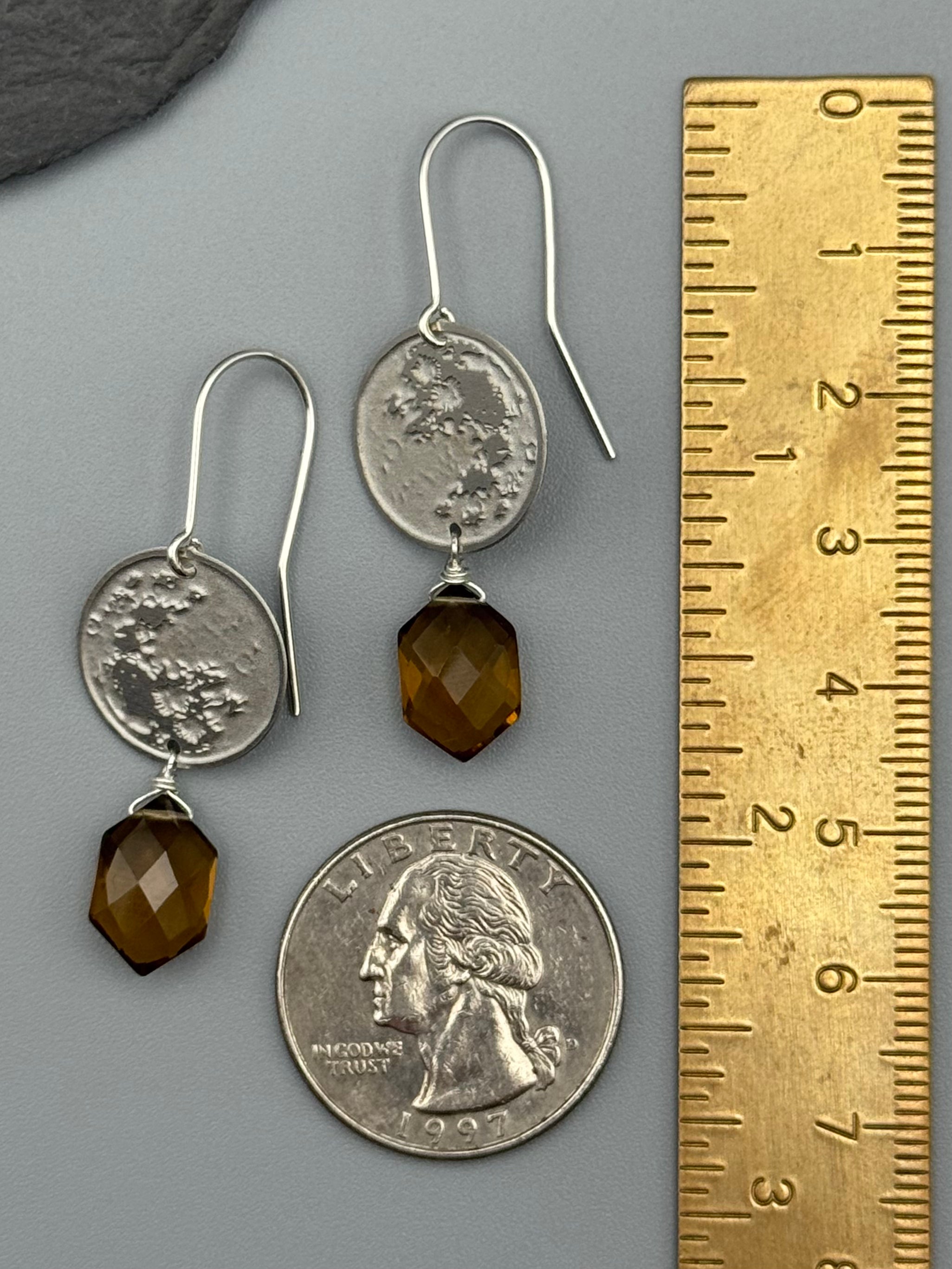 •MY MOON• smoky quartz + silver earrings