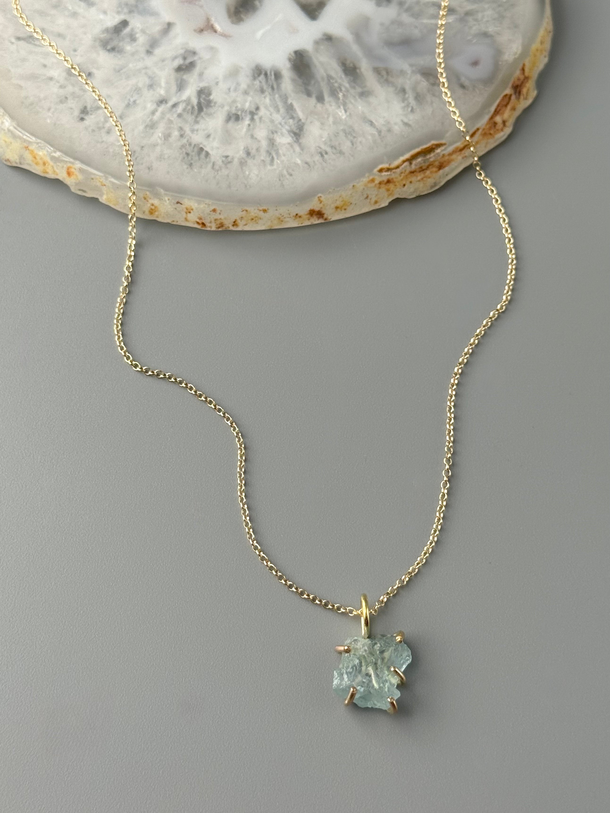 •CRADLE• aquamarine + gold necklace (18" long)