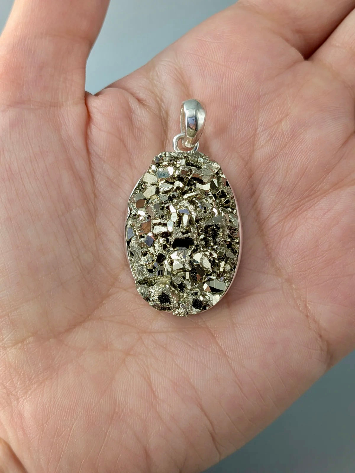 •PYRITE OVAL• sterling silver pendant