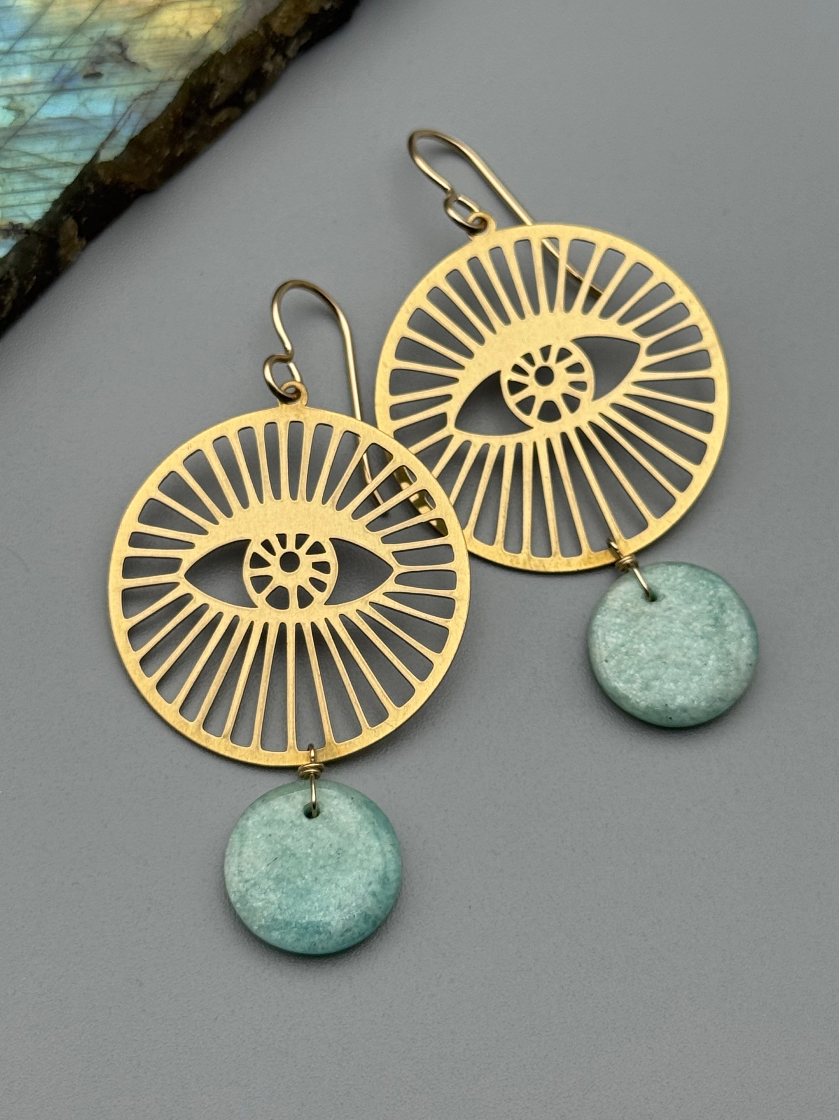 •GAZE• amazonite + gold earrings