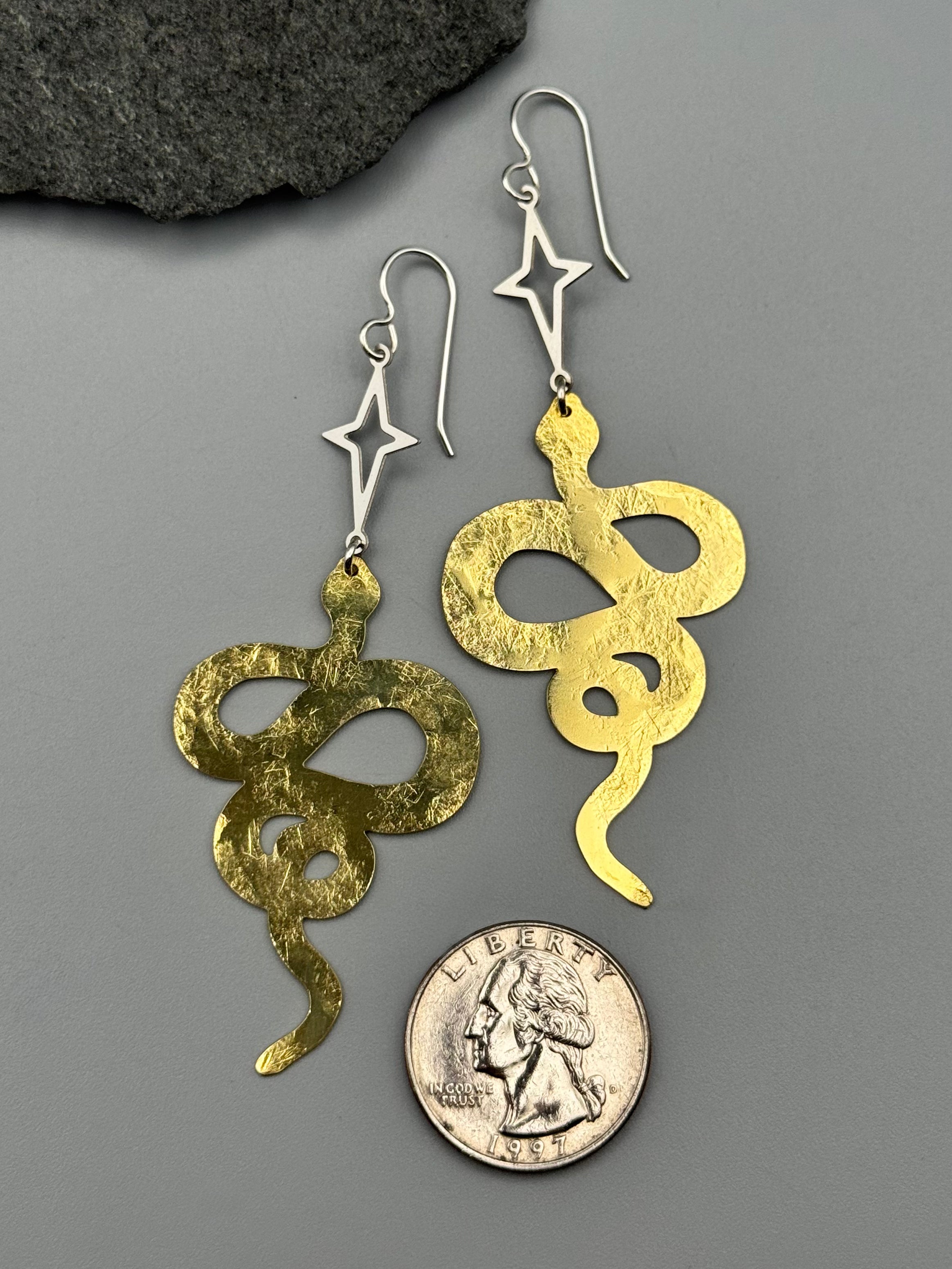 •NĀGA GUIDE• mixed metal dangle earrings