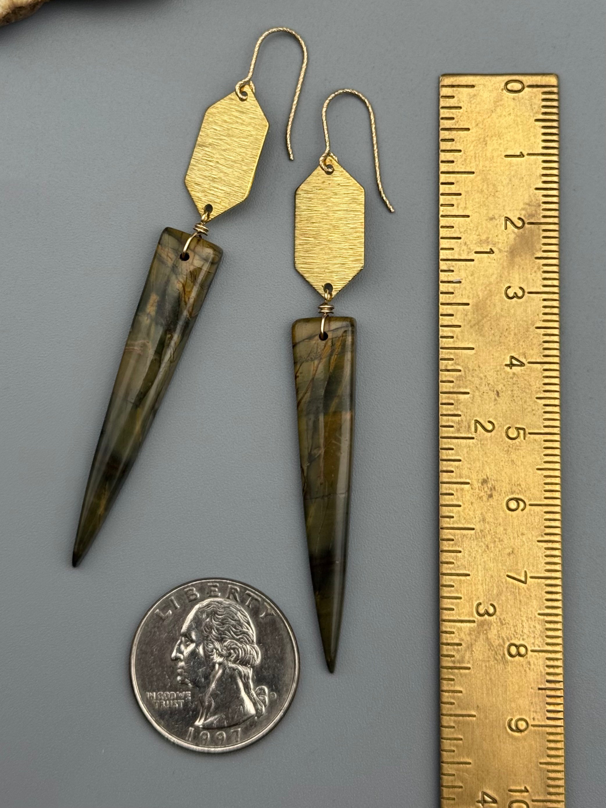 •HEXED• red creek jasper + gold earrings