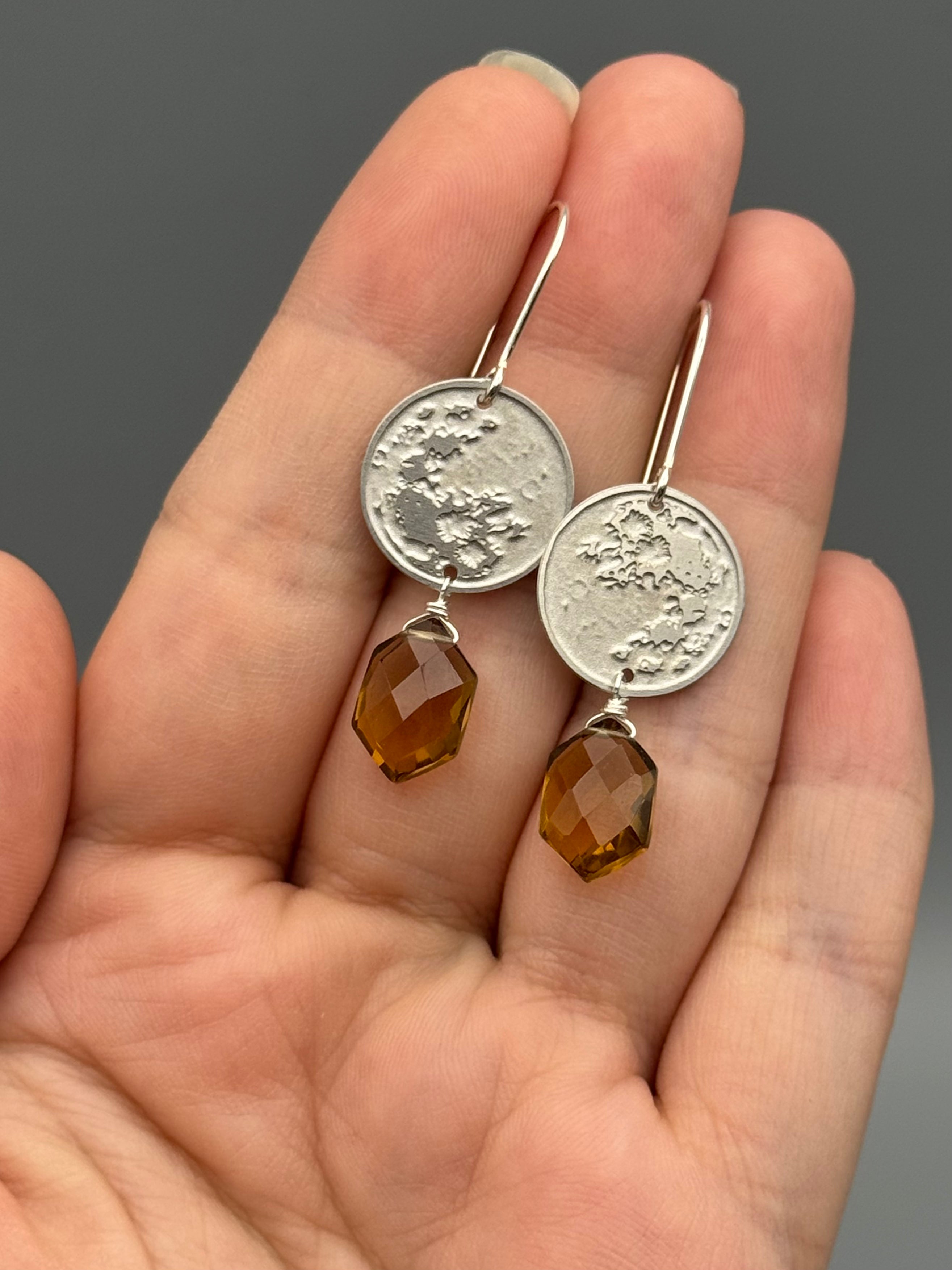 •MY MOON• smoky quartz + silver earrings