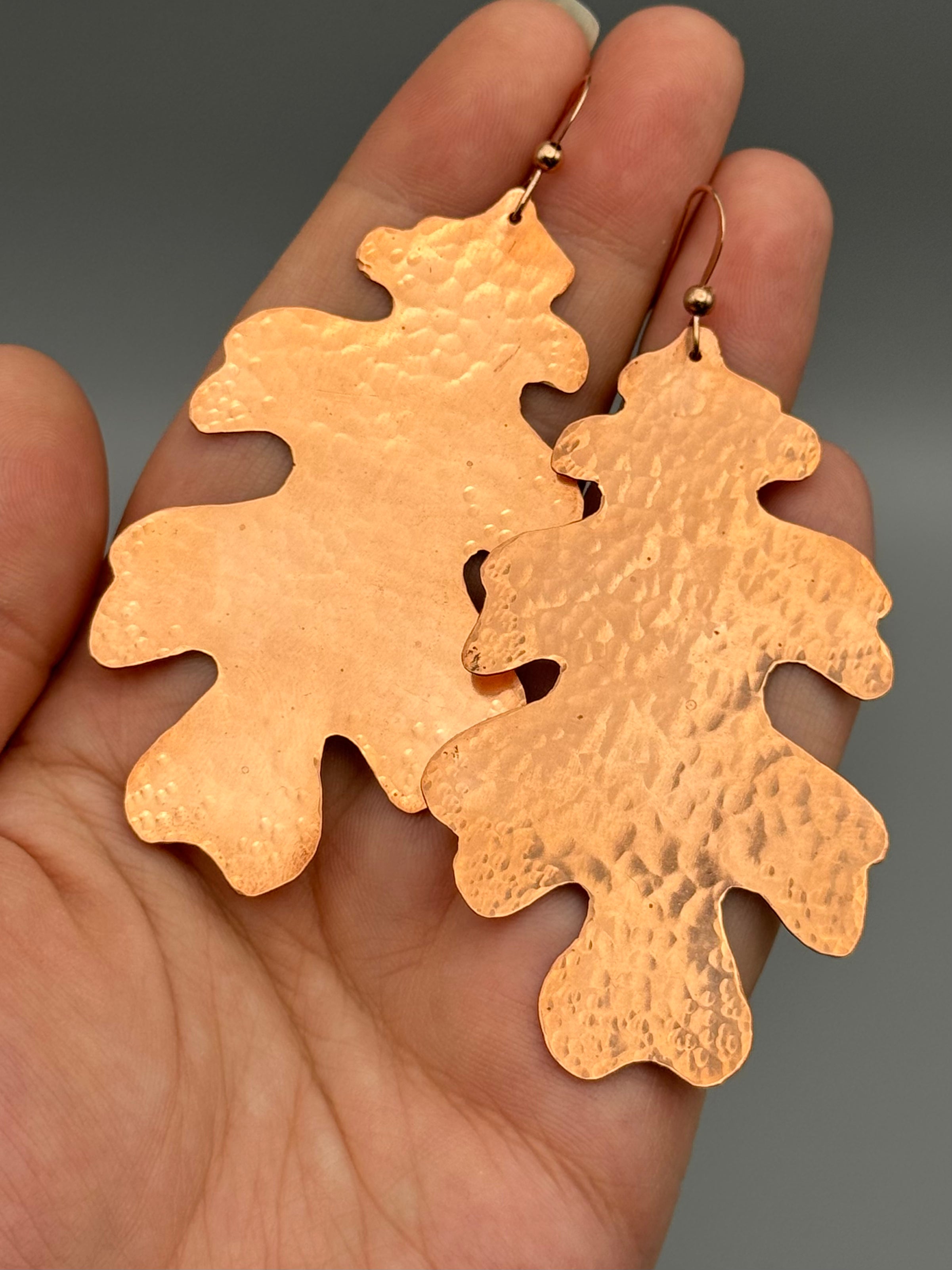 •OAK• rose gold leaf dangle earrings