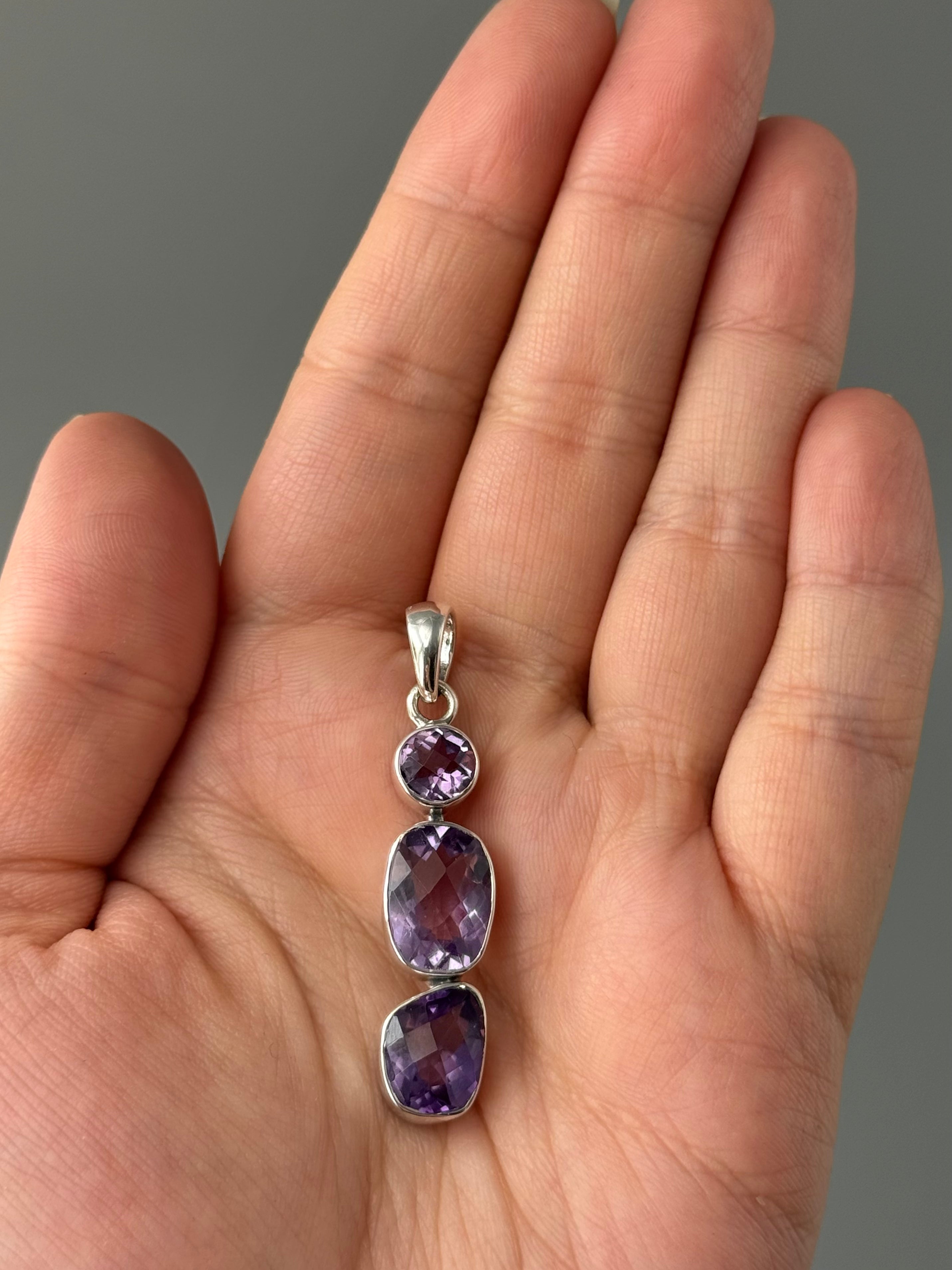 •AMETHYST - CAIRN• sterling silver pendant