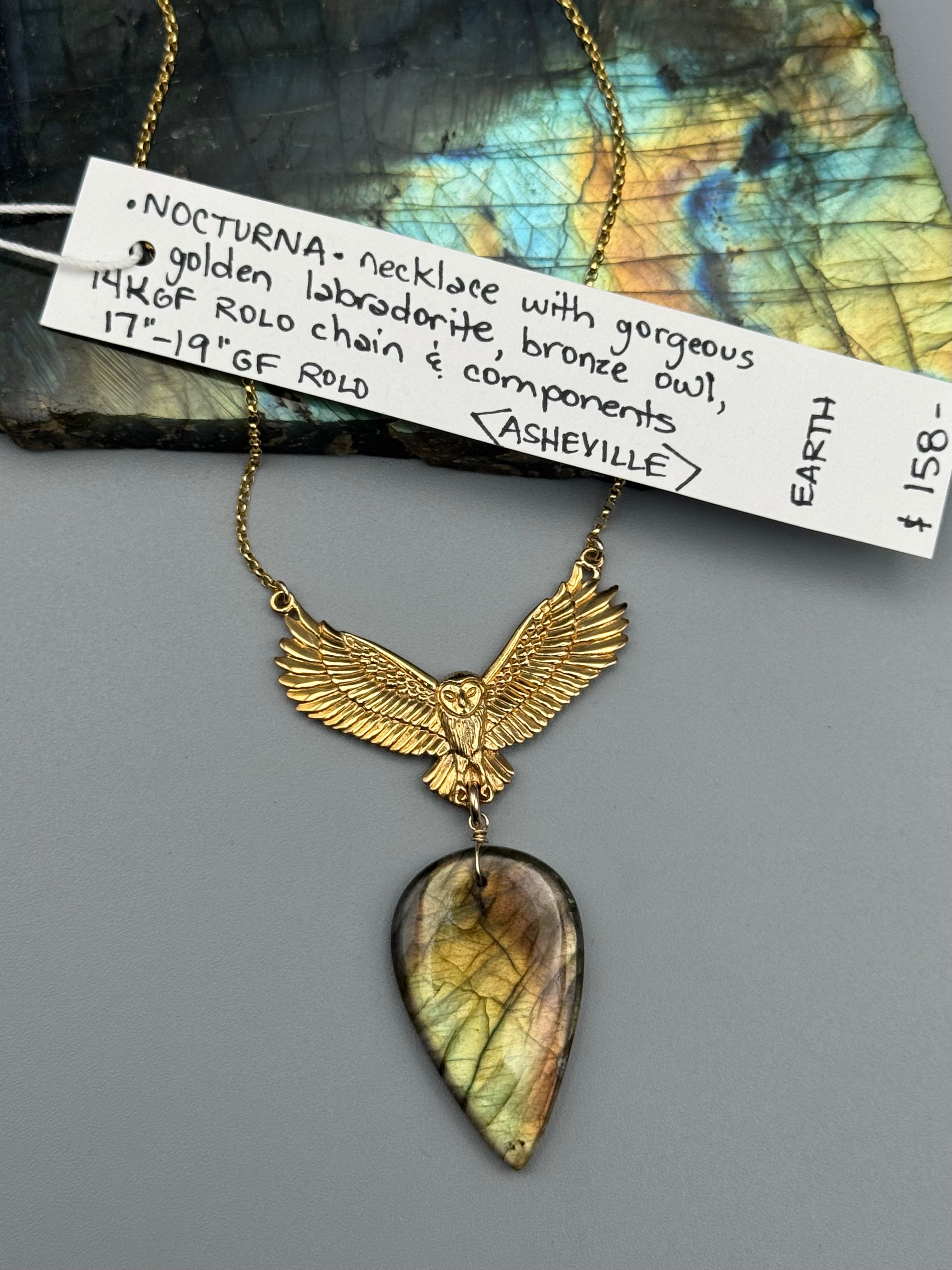 •NOCTURNA• golden labradorite + gold necklace (17"-19" long)