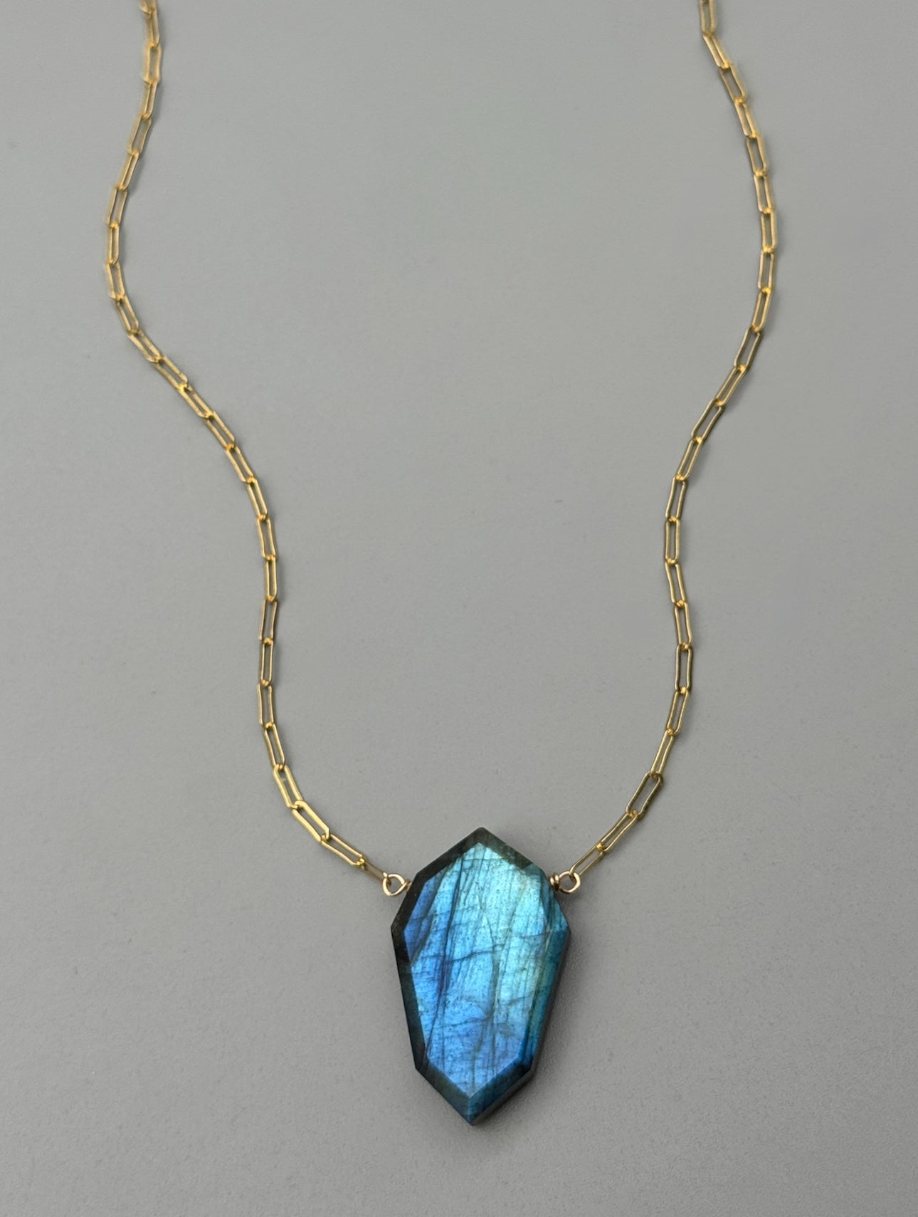 •AEON• labradorite petal + gold necklace (18"-20" long)