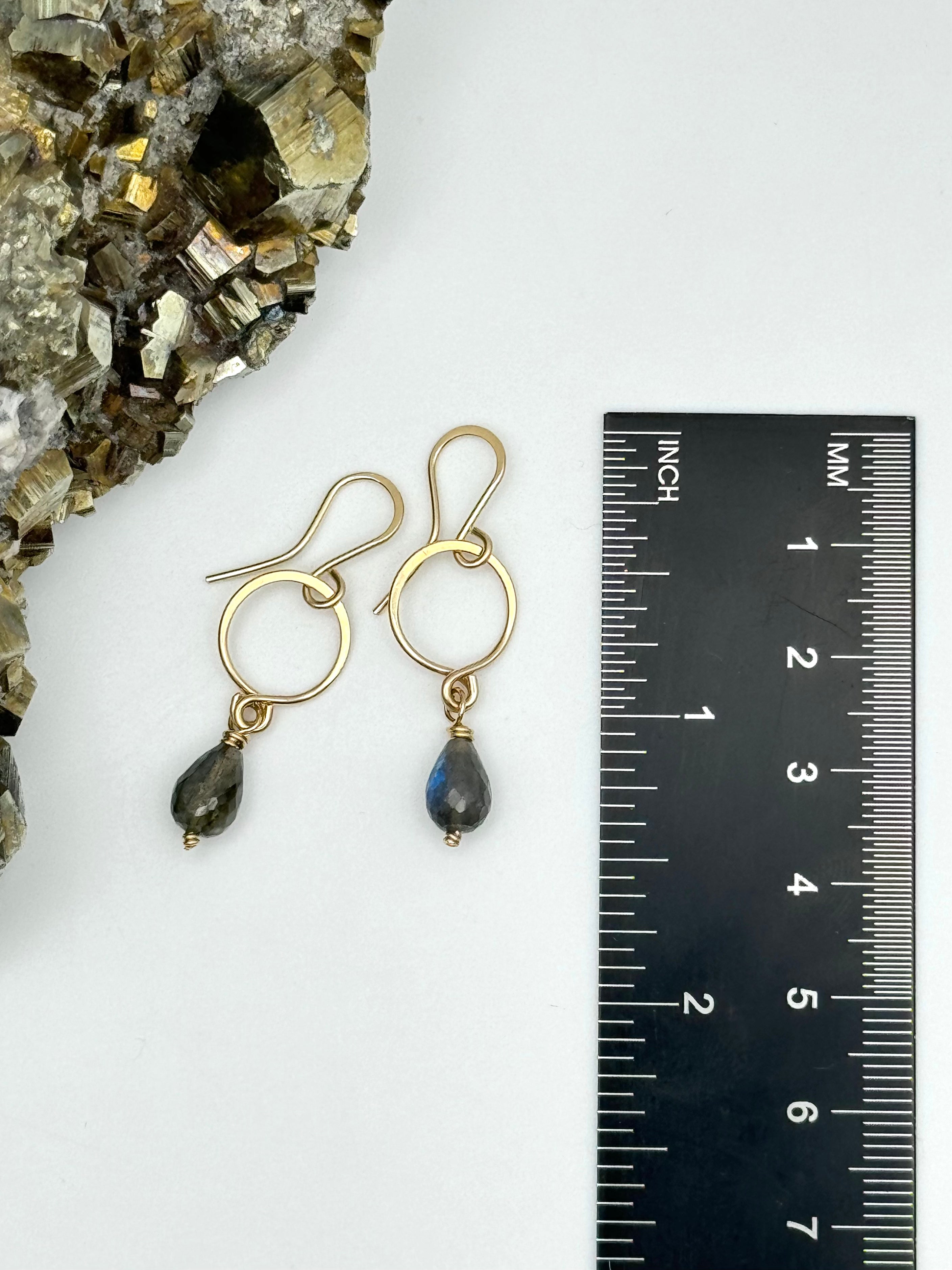 •DROPLET• labradorite + gold dangle earrings