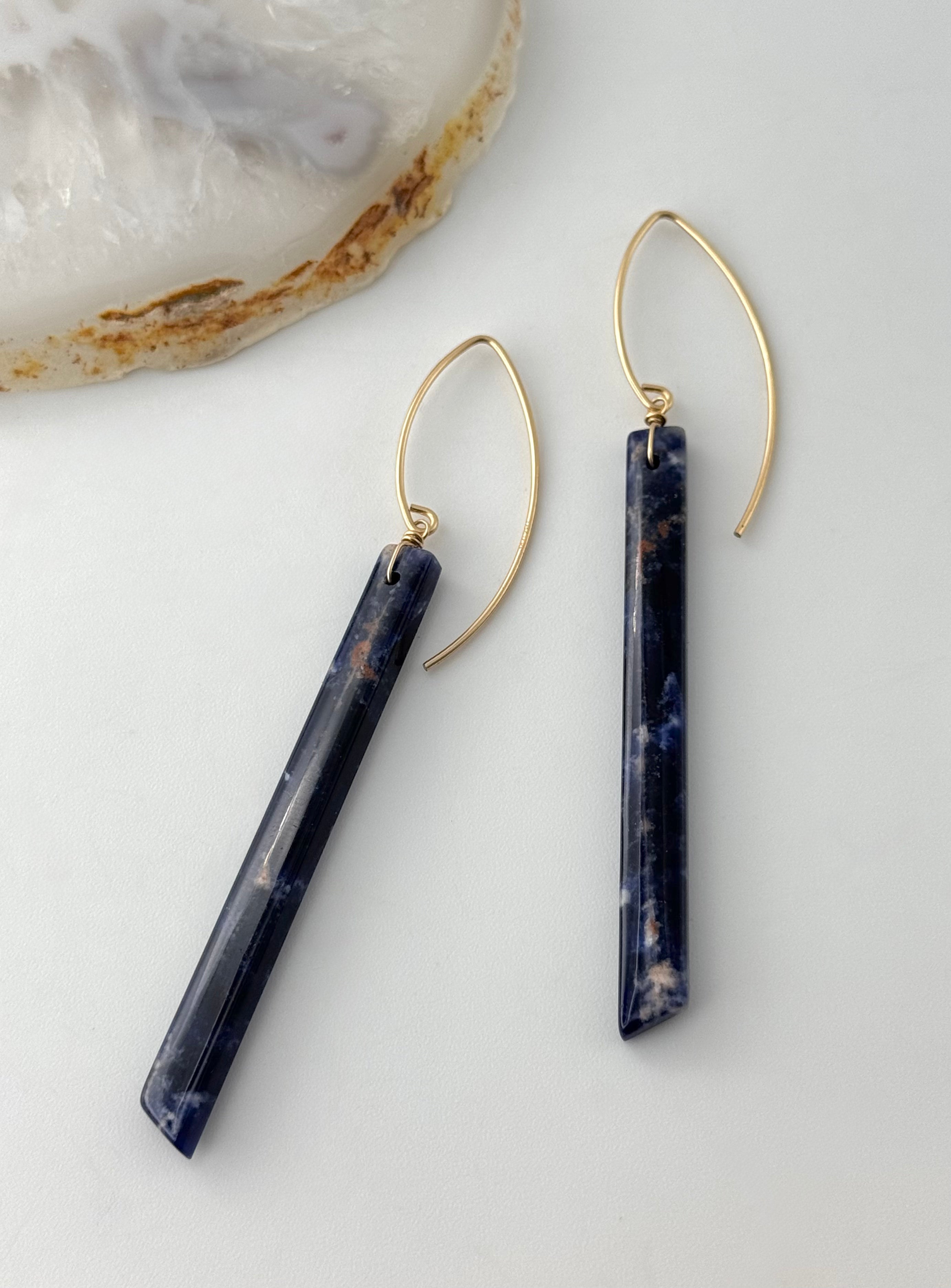 •STRAY• sodalite + gold dangle earrings