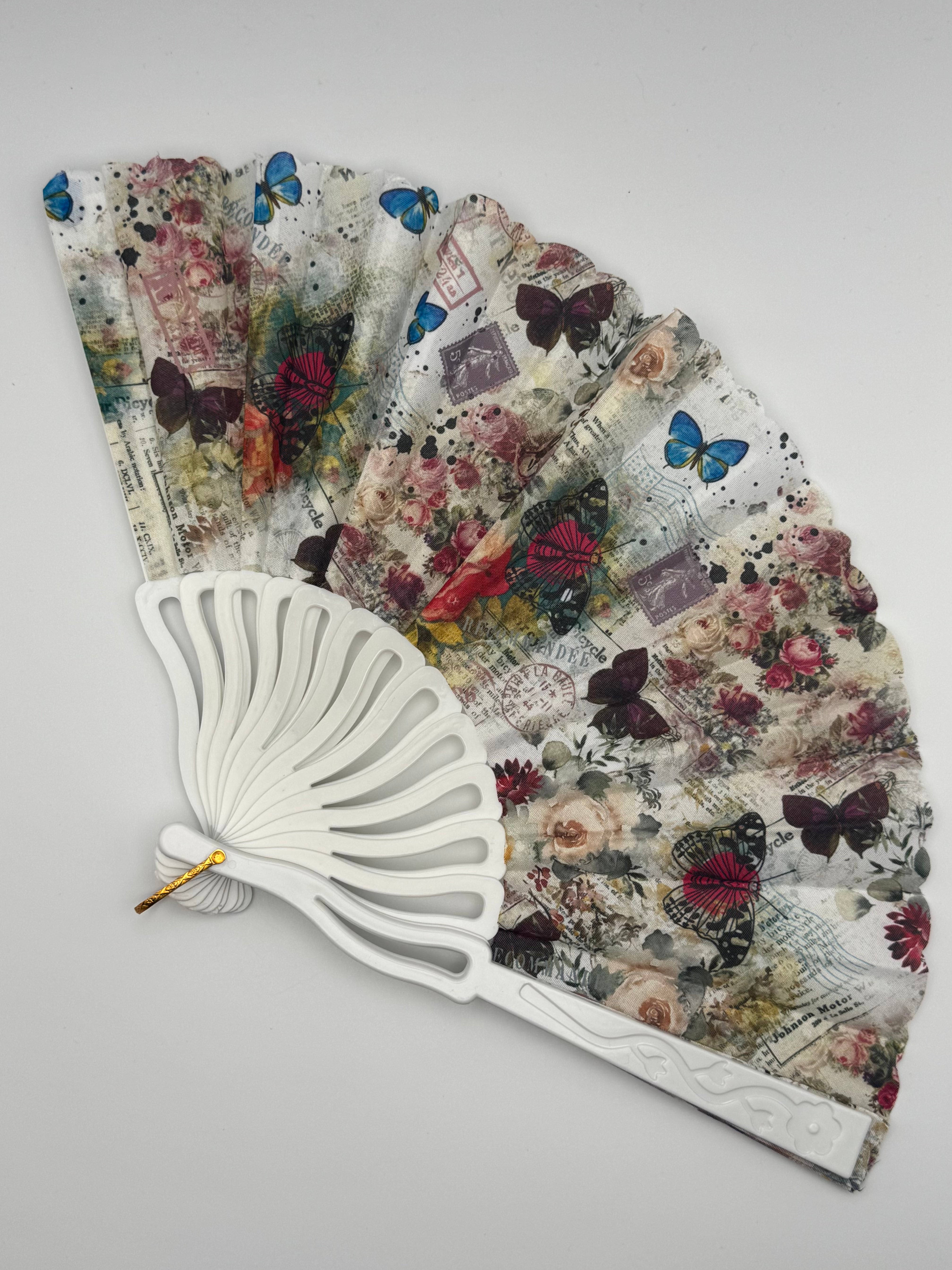 •VIOLET• butterfly floral folding fan