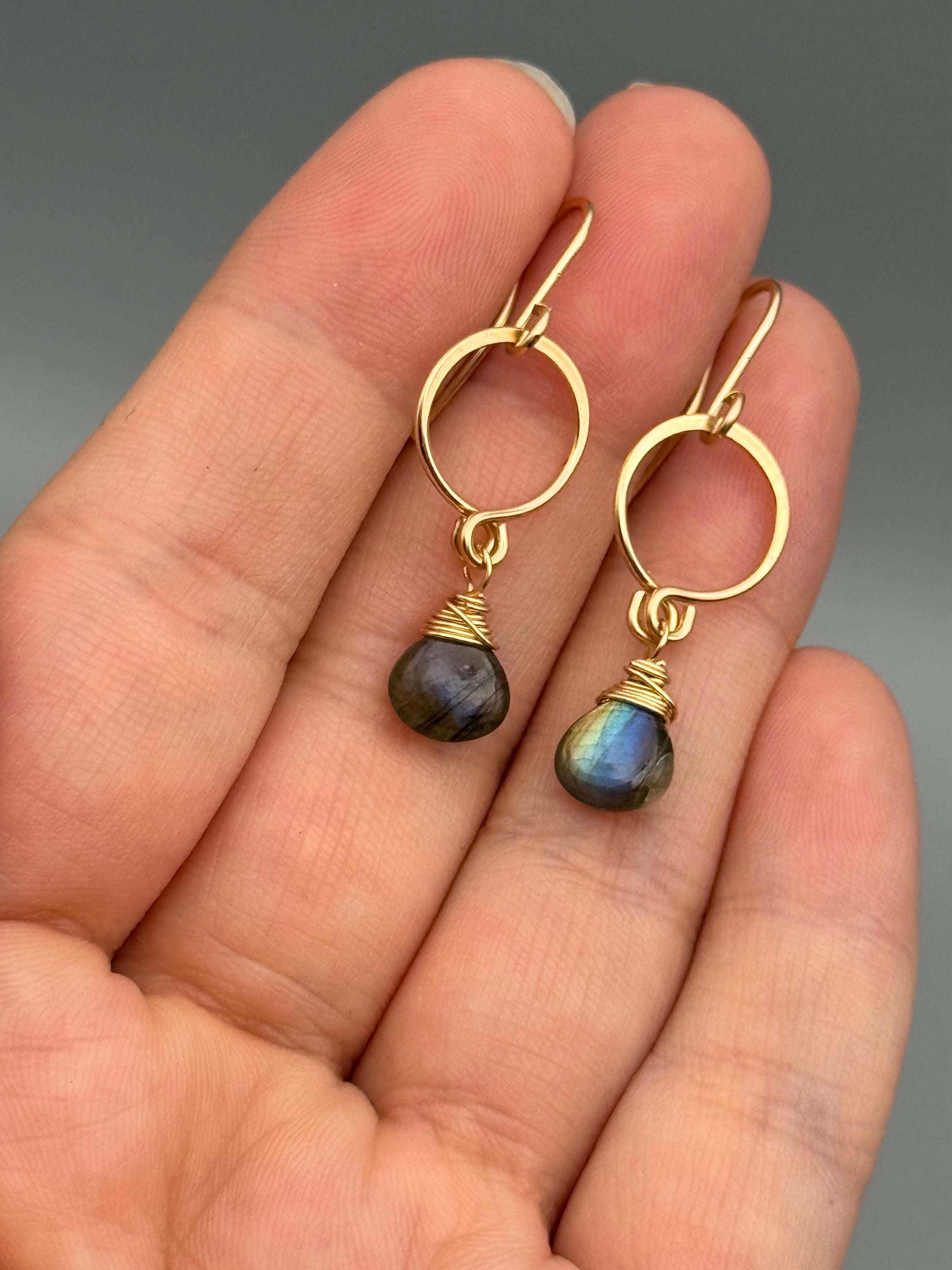 •DROPLET• labradorite + gold dangle earrings