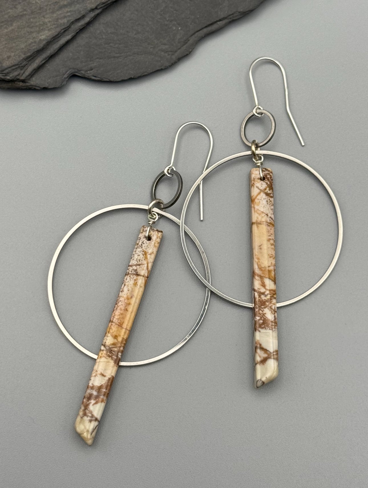 •EQUA-ORBIT• red creek jasper + silver earrings