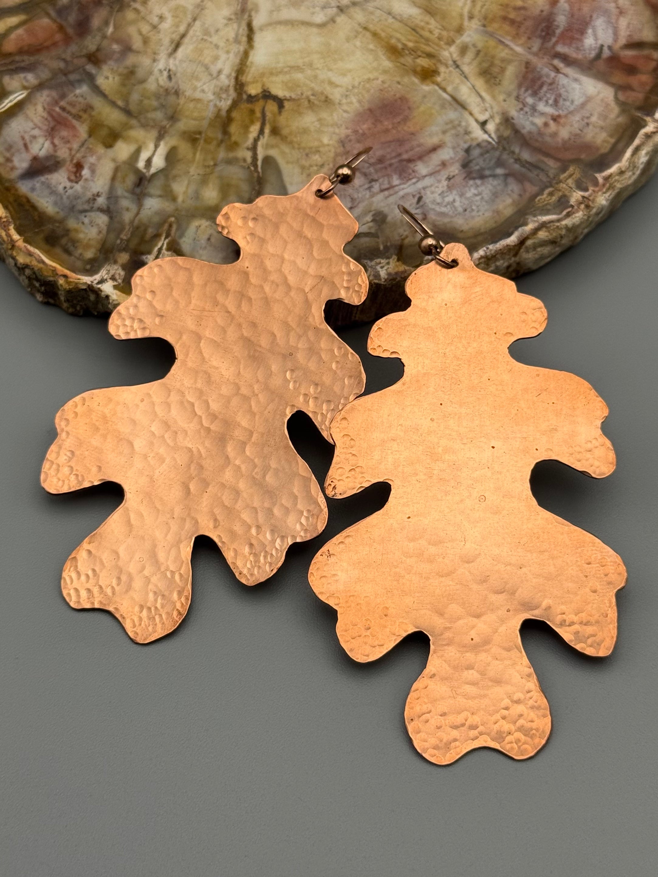 •OAK• rose gold leaf dangle earrings