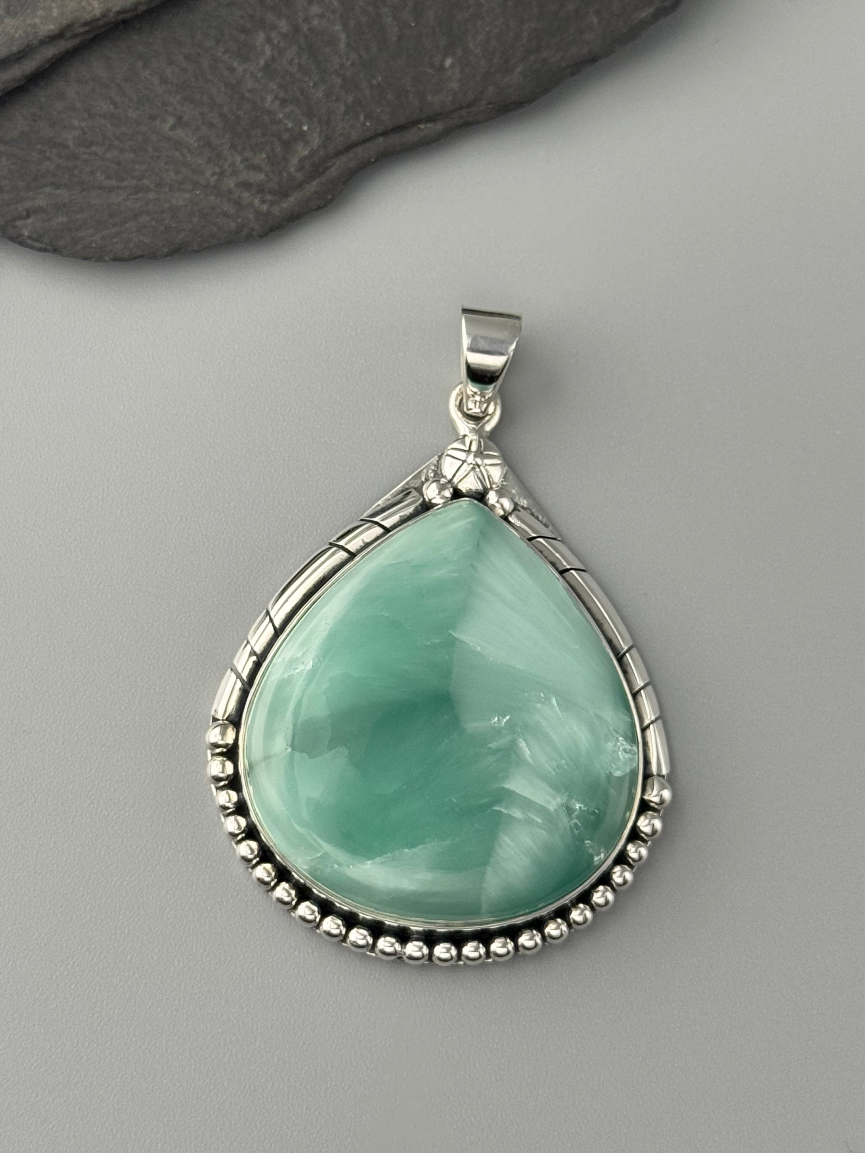 •HEMIMORPHITE TEAR - CANYON• sterling silver pendant