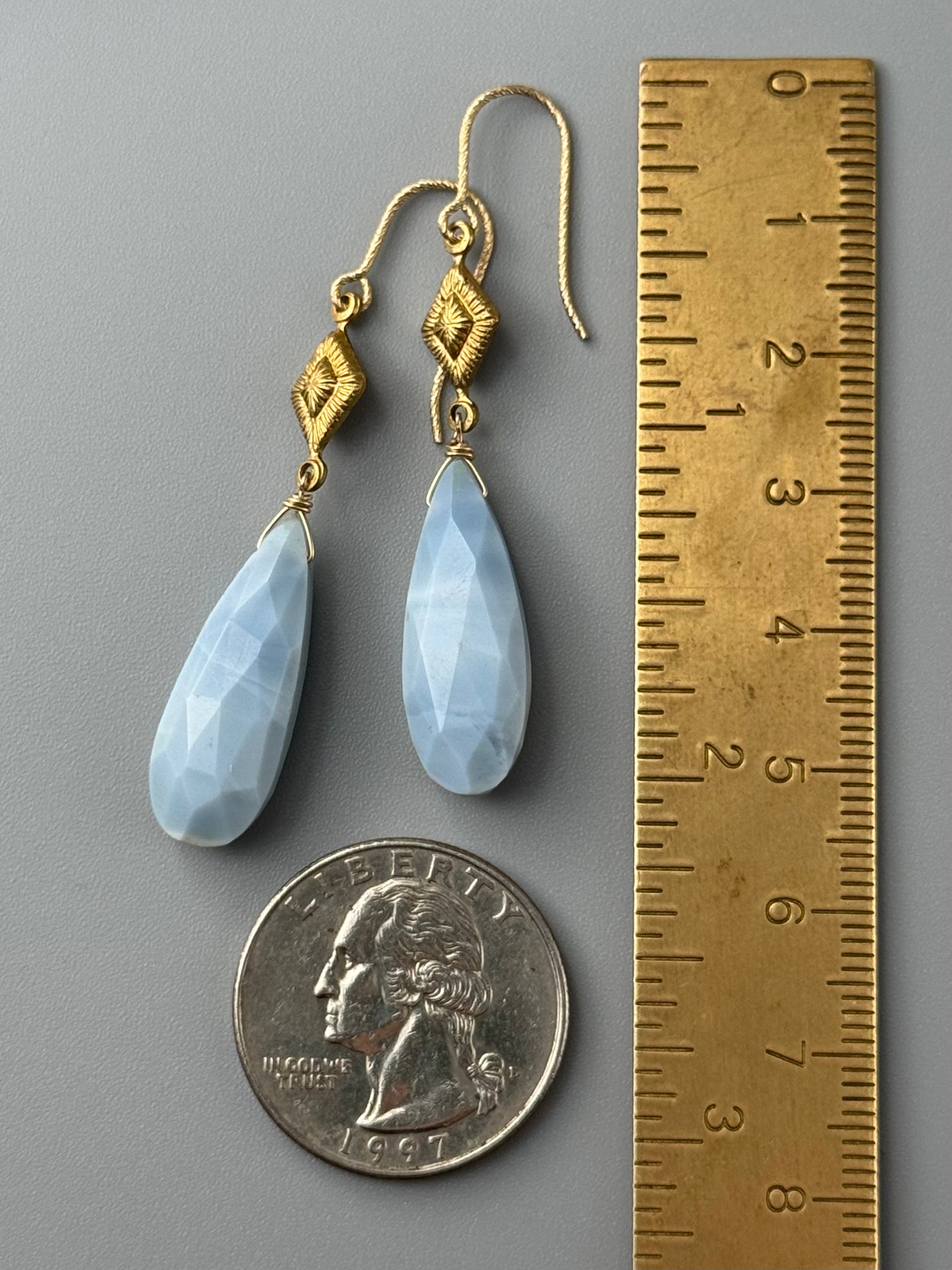 •AGATHA• blue opal + gold earrings
