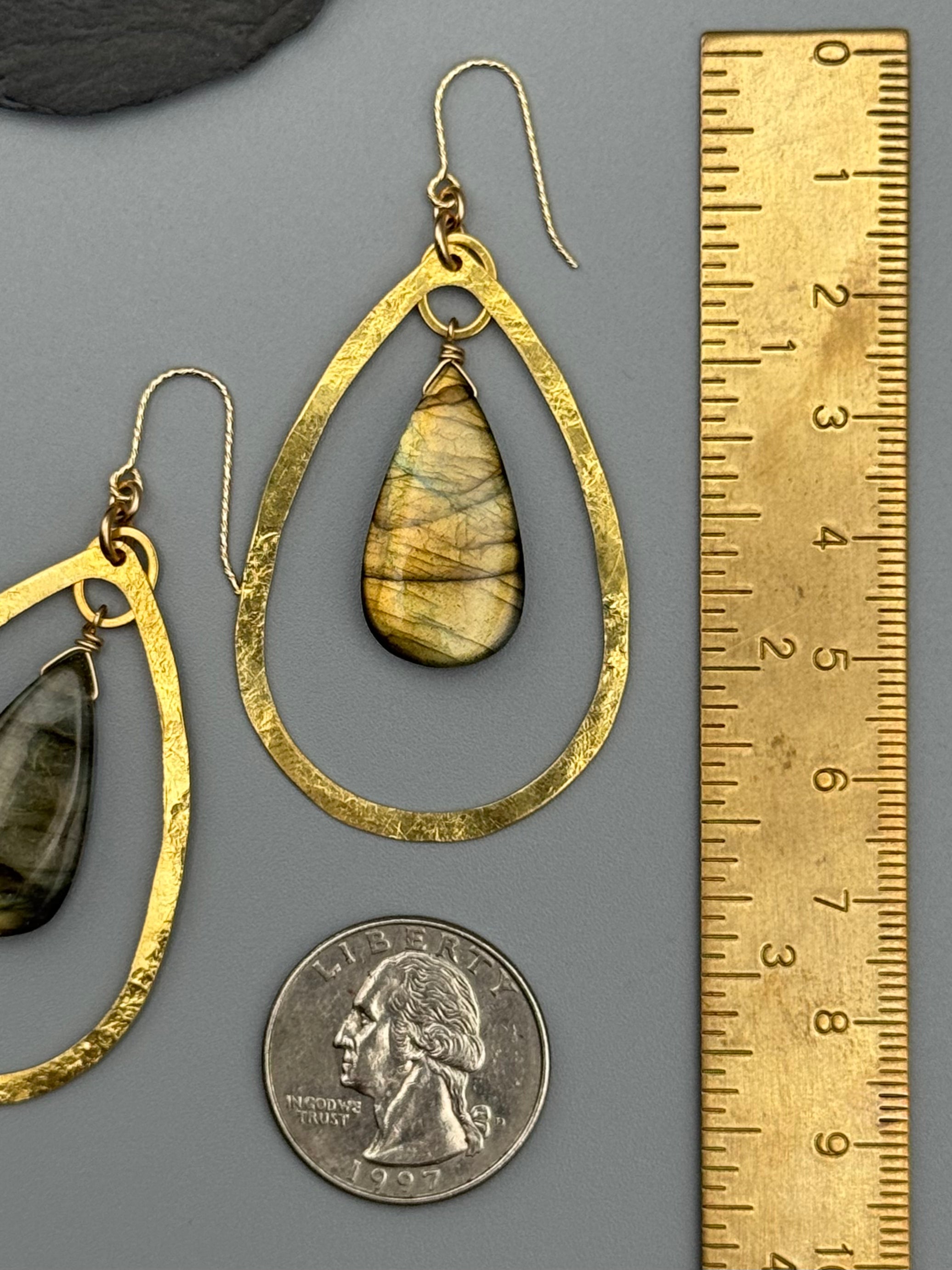 •DRIP DROP• golden labradorite + gold earrings