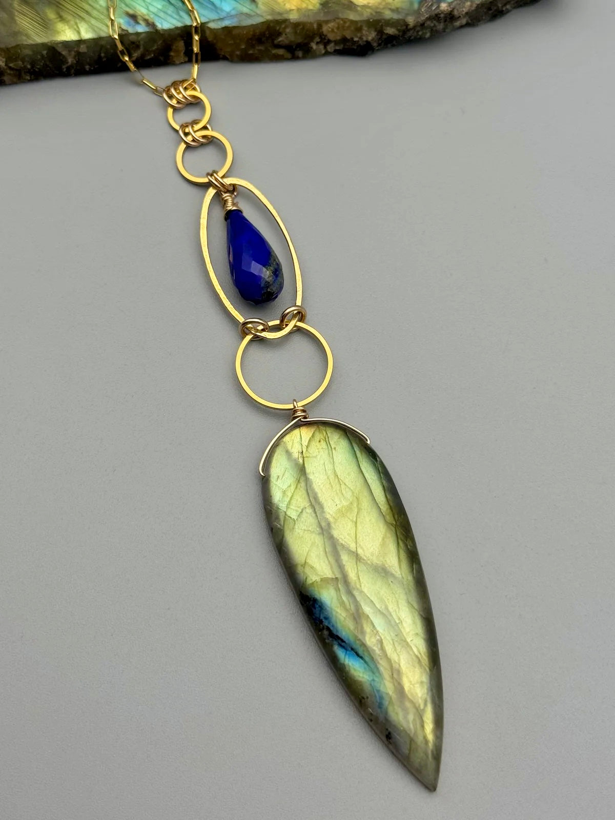 •EOWYN• lapis + labradorite gold necklace (26"-28" long)