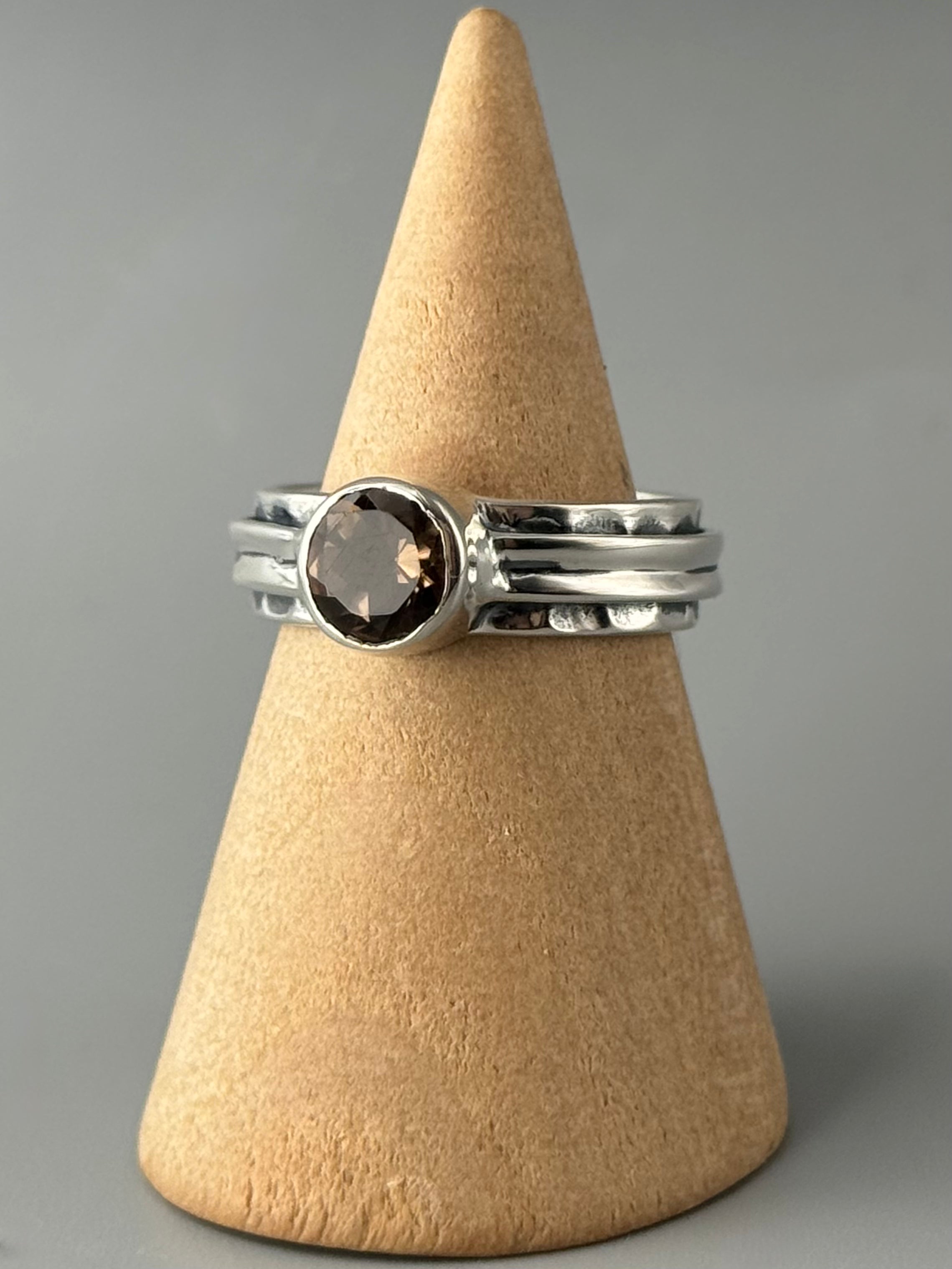 •SMOKY QUARTZ - BRACED• sterling silver ring (various sizes)