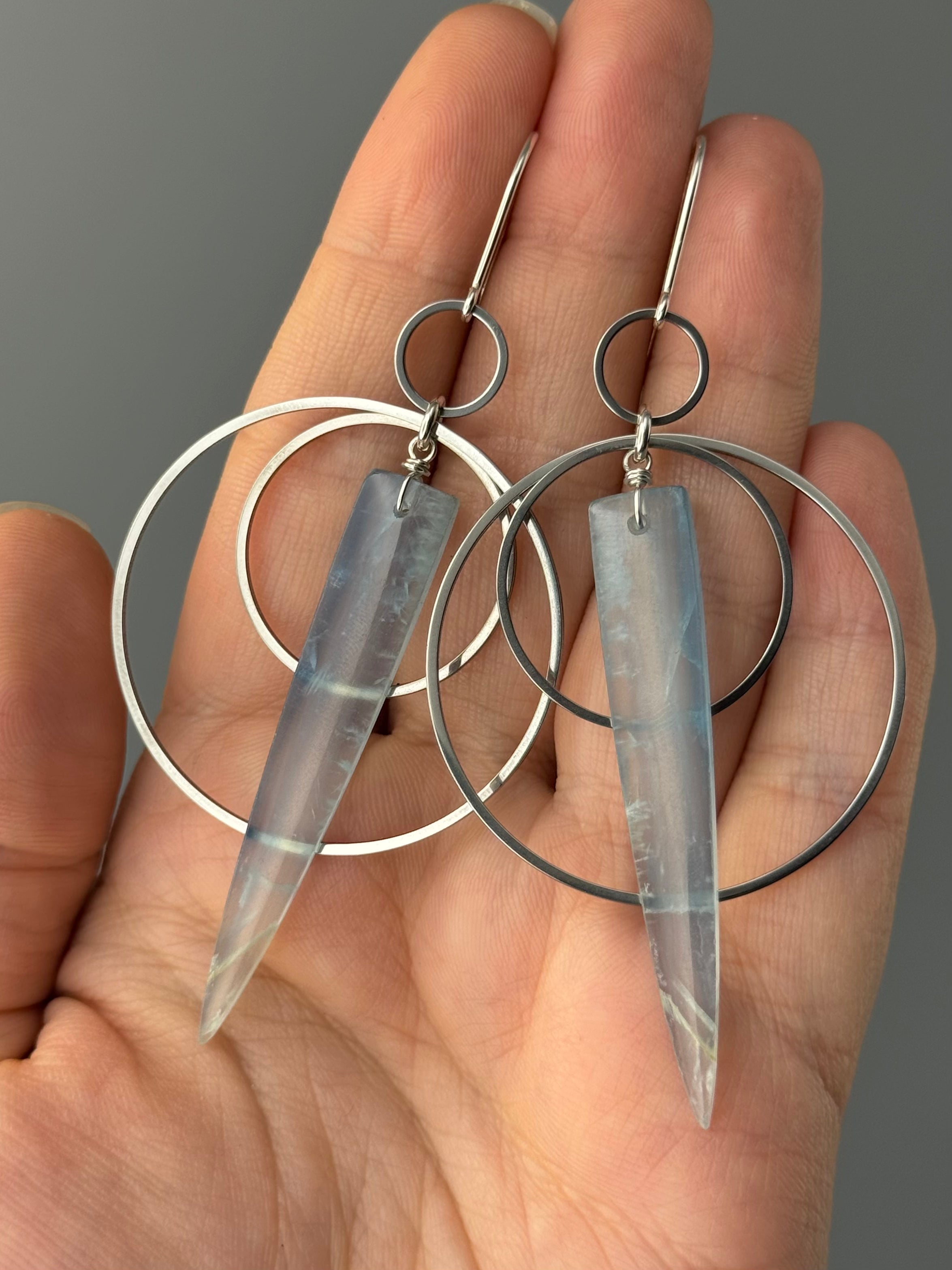 •EQUA-ORBIT• blue calcite + silver earrings