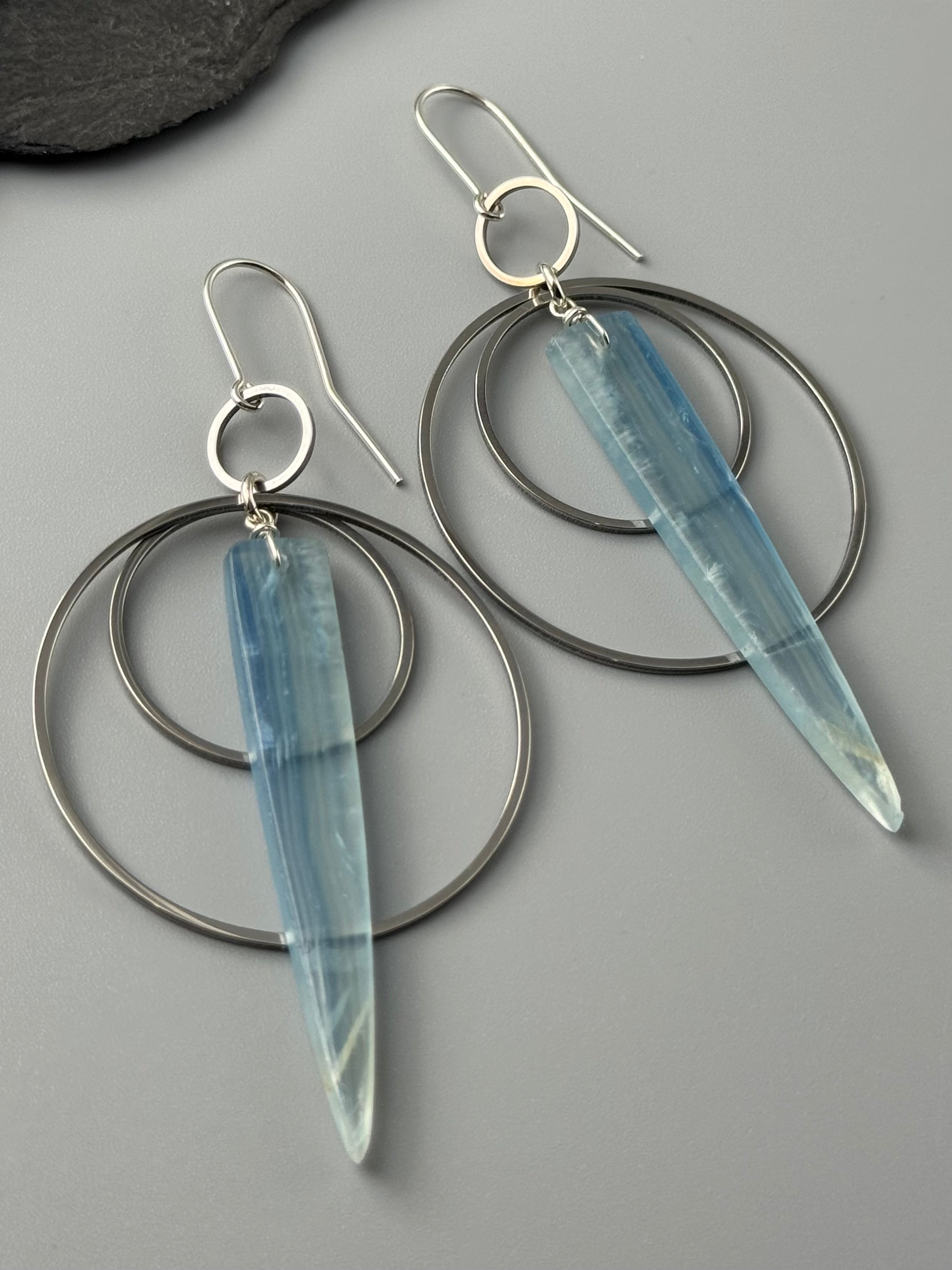 •EQUA-ORBIT• blue calcite + silver earrings