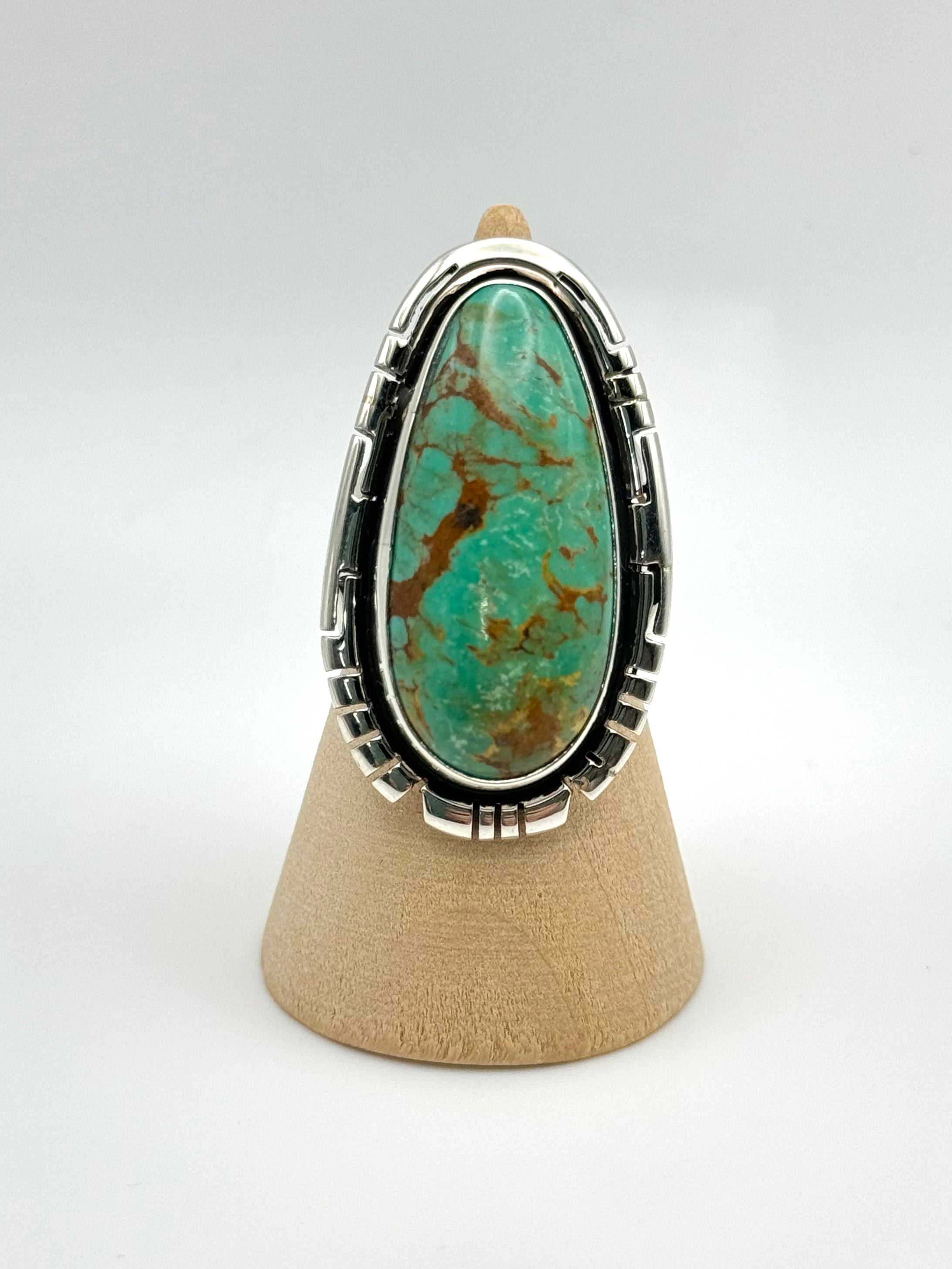 •KINGMAN TURQUOISE - BIGGIE• Navajo silver ring (size 9)