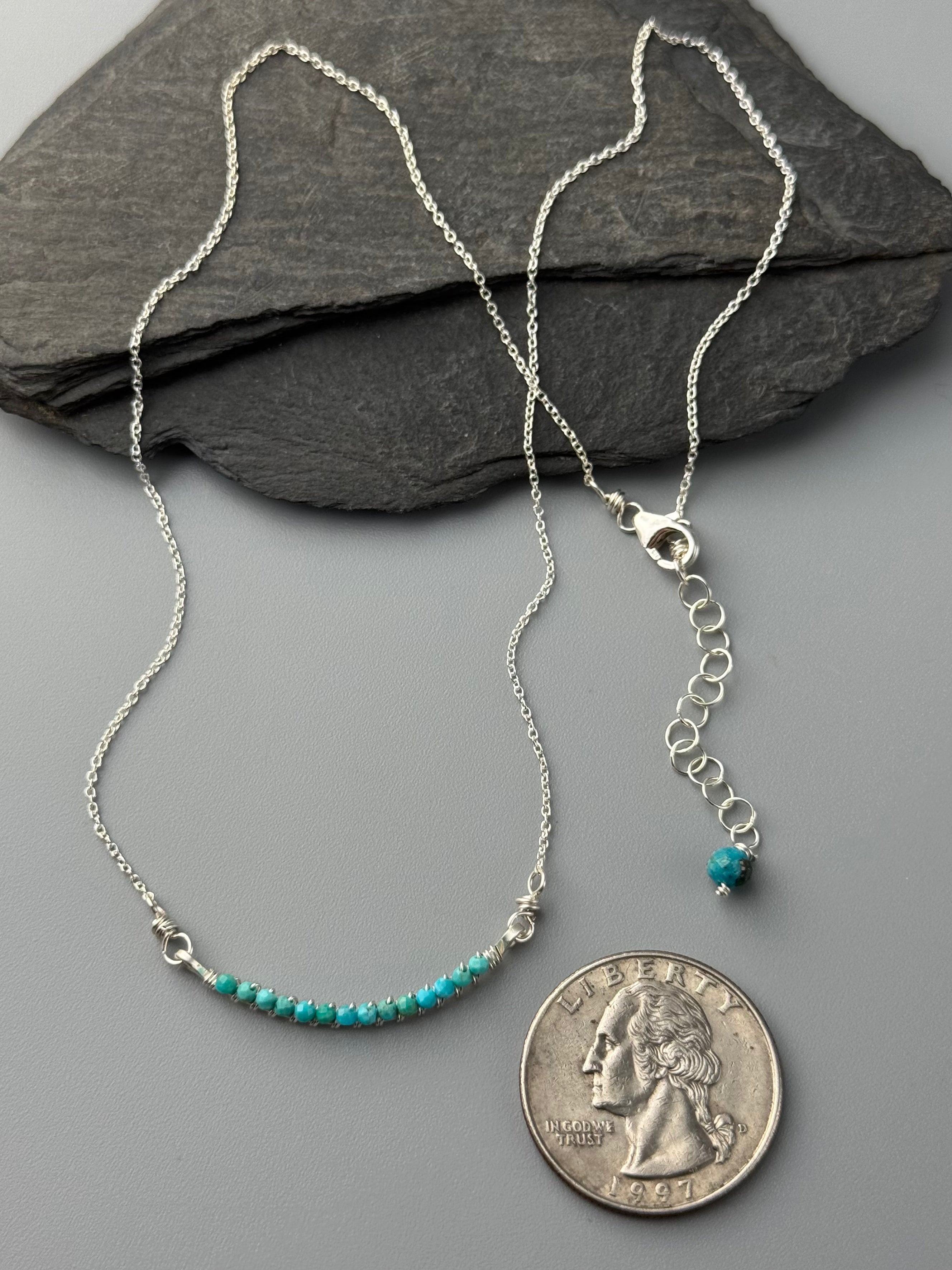 •SMILE• turquoise + silver necklace (16" long)