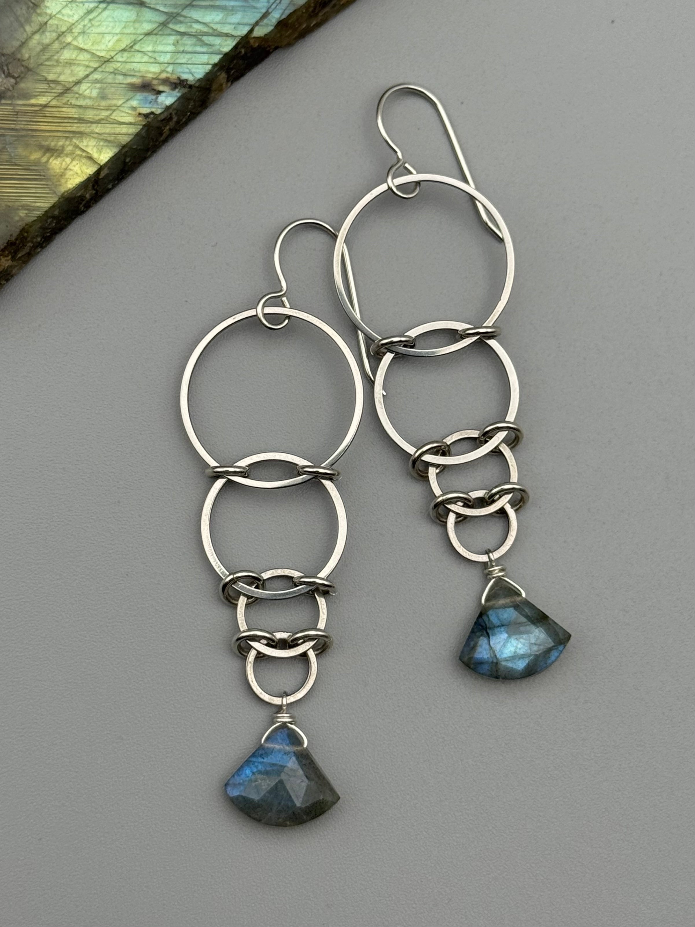 •EOWYN• labradorite fan + silver earrings