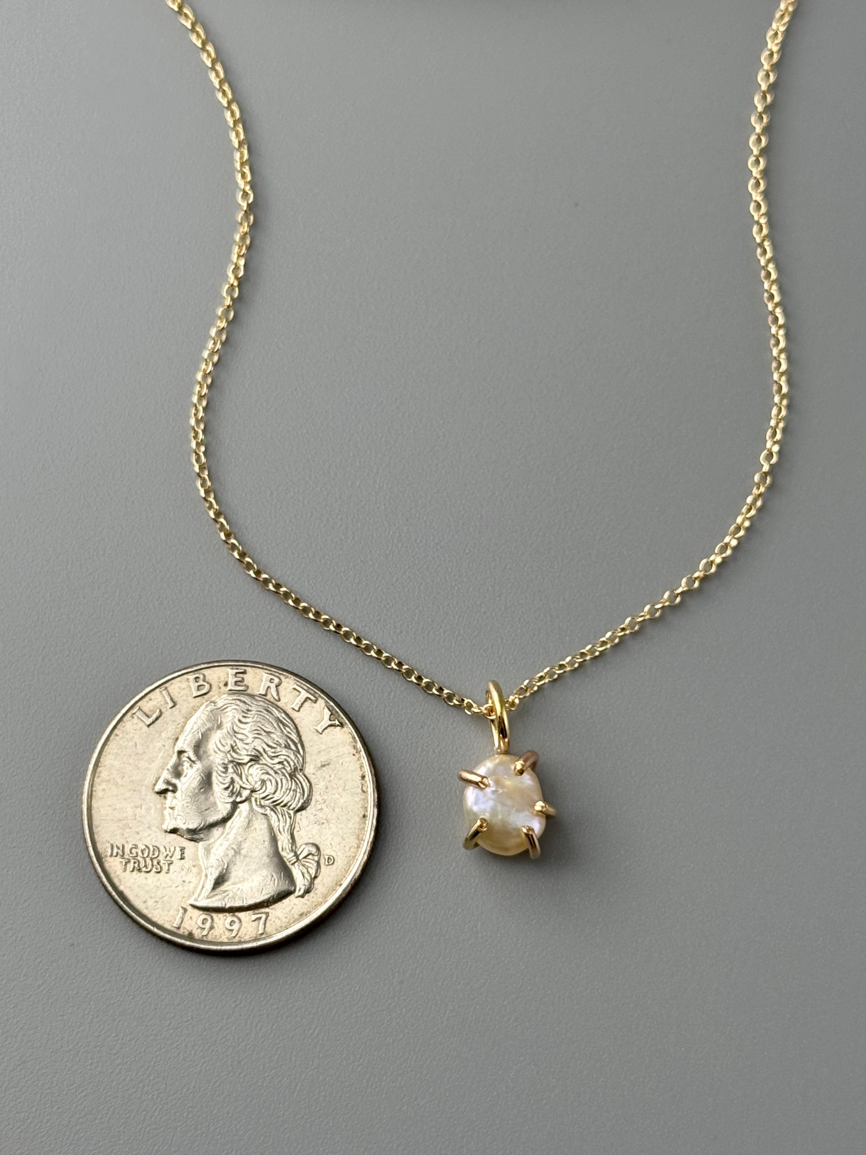 •CRADLE• freshwater pearl + gold necklace (18" long)