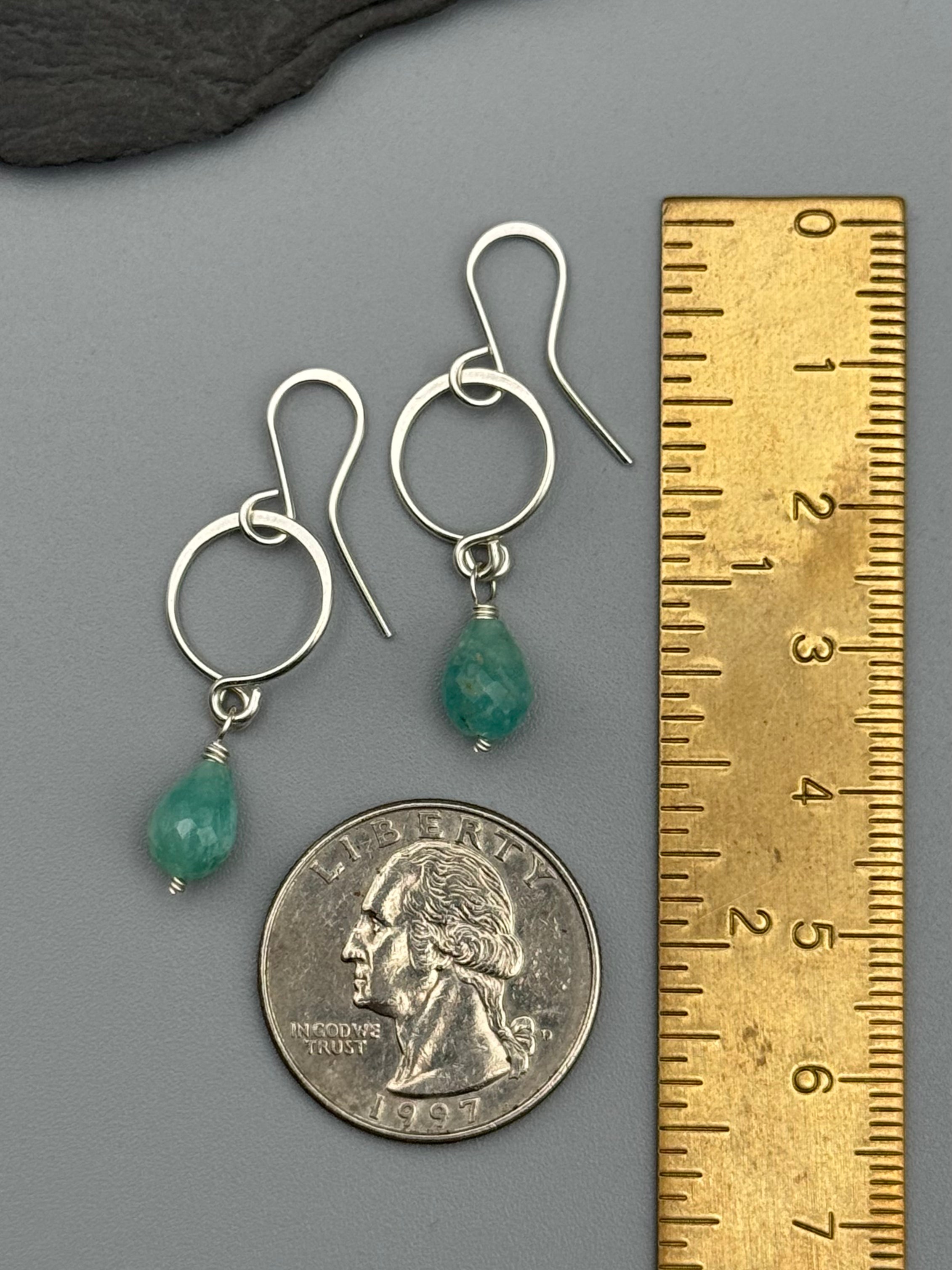 •DROPLET• amazonite + silver dangle earrings