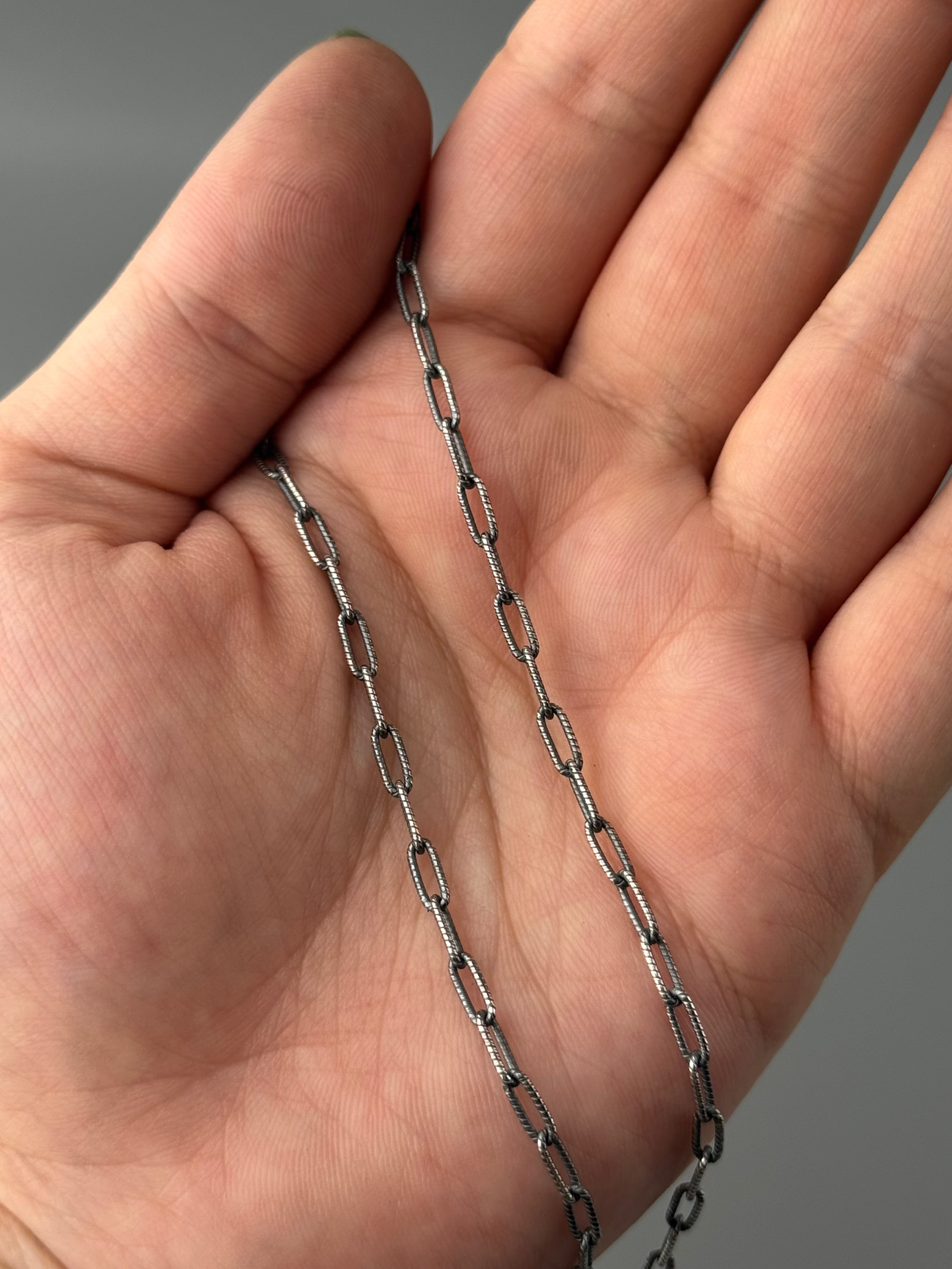 •MEDIUM TEXTURED PAPERCLIP• oxidized sterling silver chain