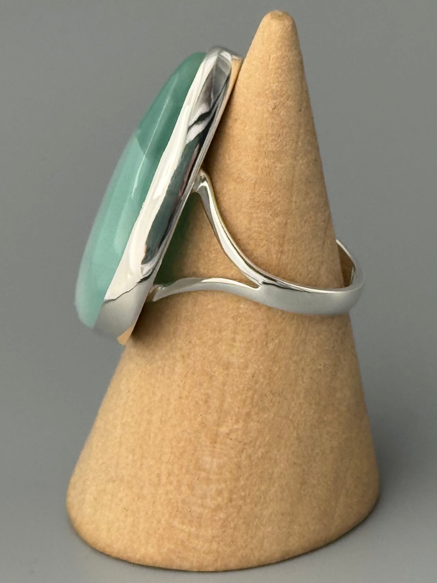 •HEMIMORPHITE - CHUNKY TEAR• split band silver ring (size 7)