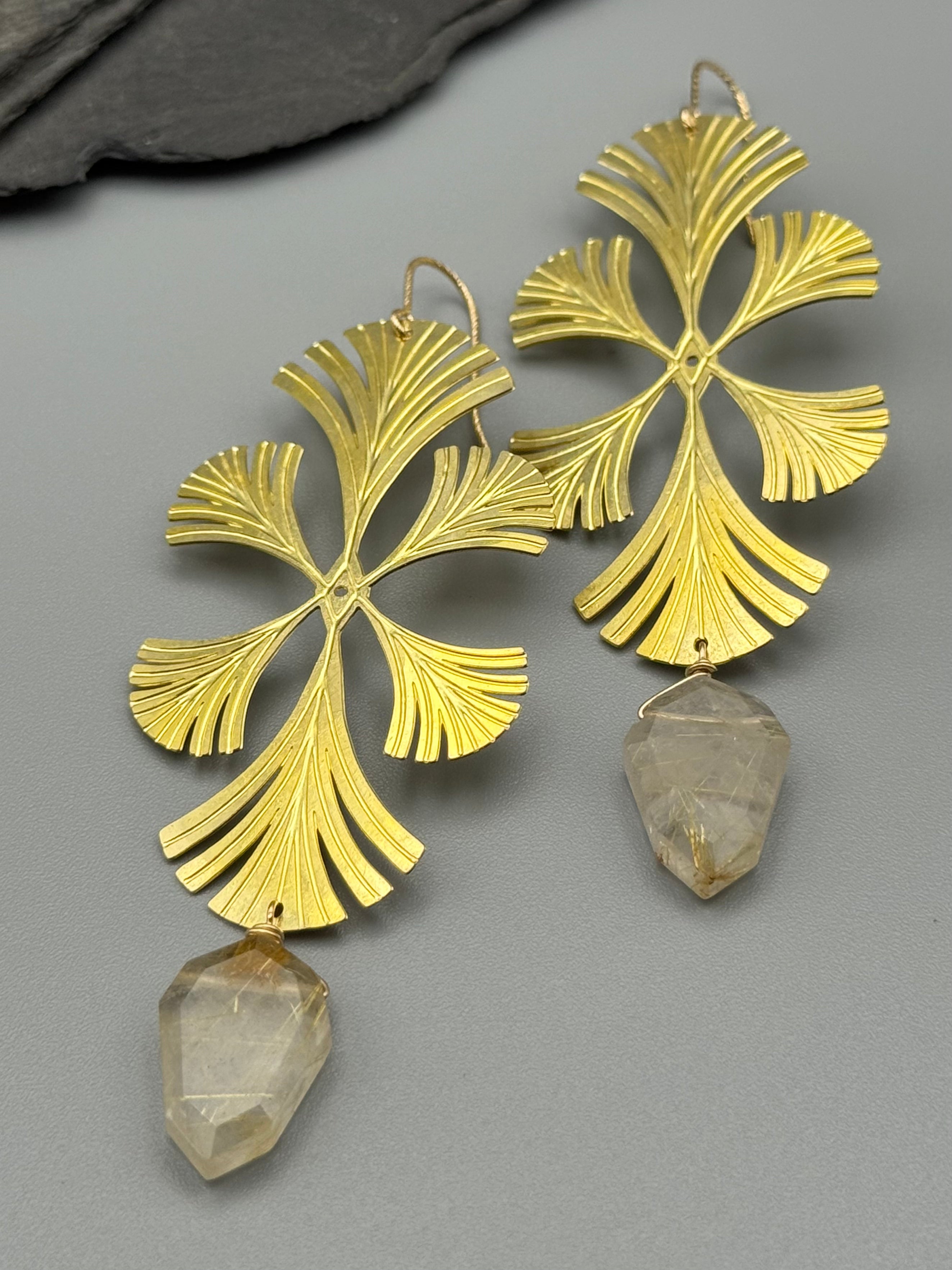 •SIGIL• rutilated quartz + gold earrings