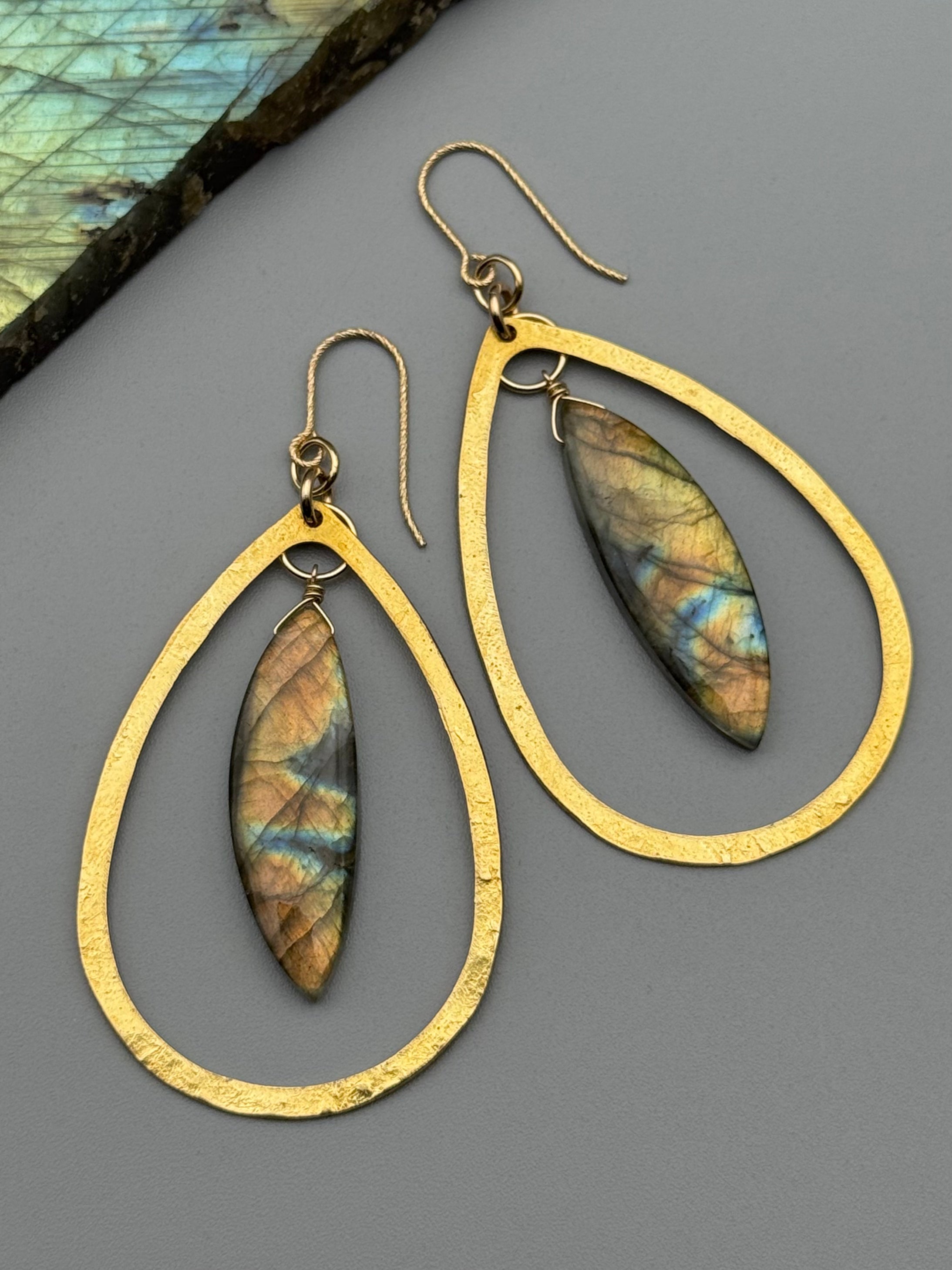 •DRIP DROP• labradorite wing + gold earrings
