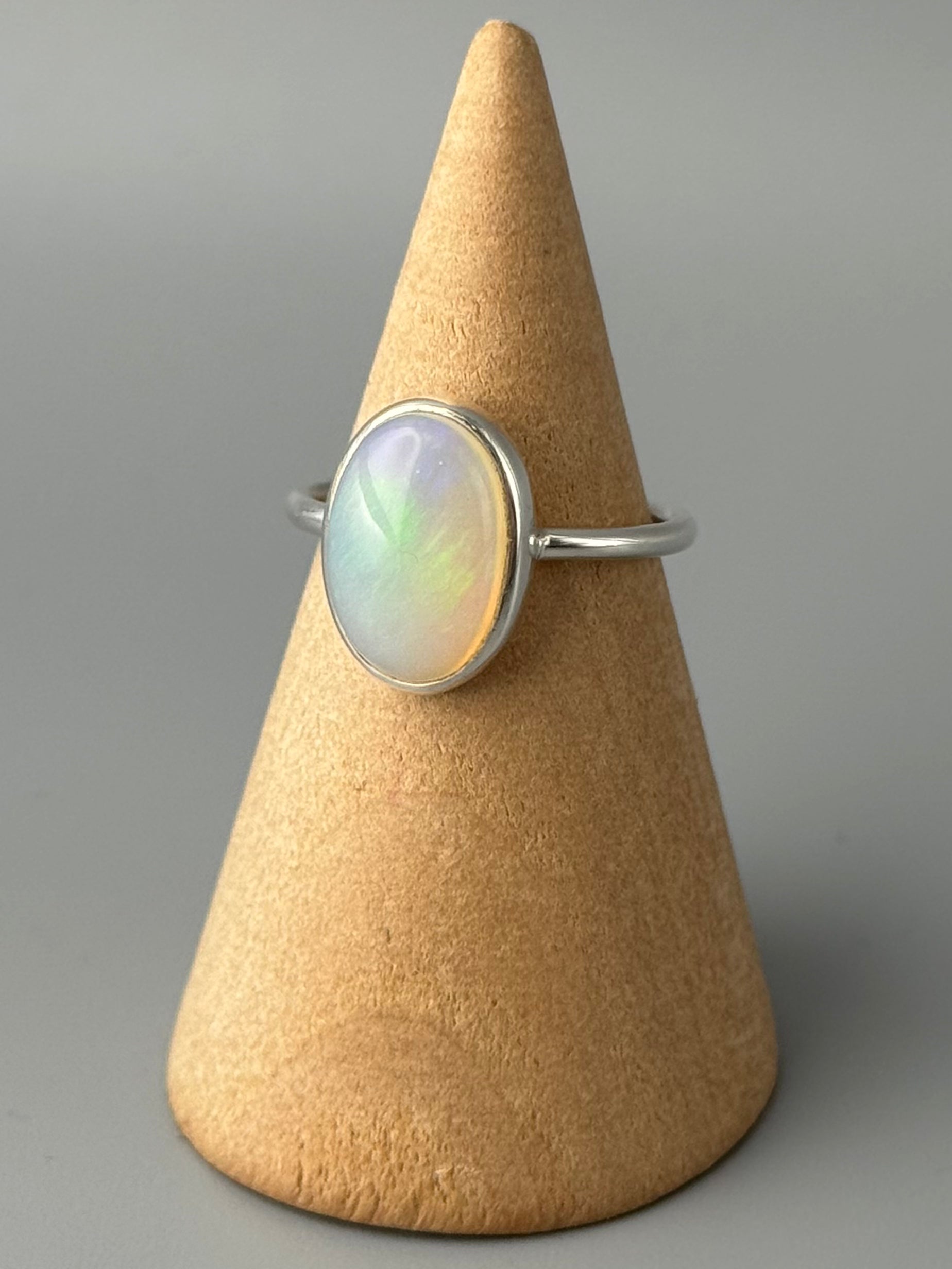 •ETHIOPIAN OPAL - OVAL• simple bezel silver ring (various sizes)