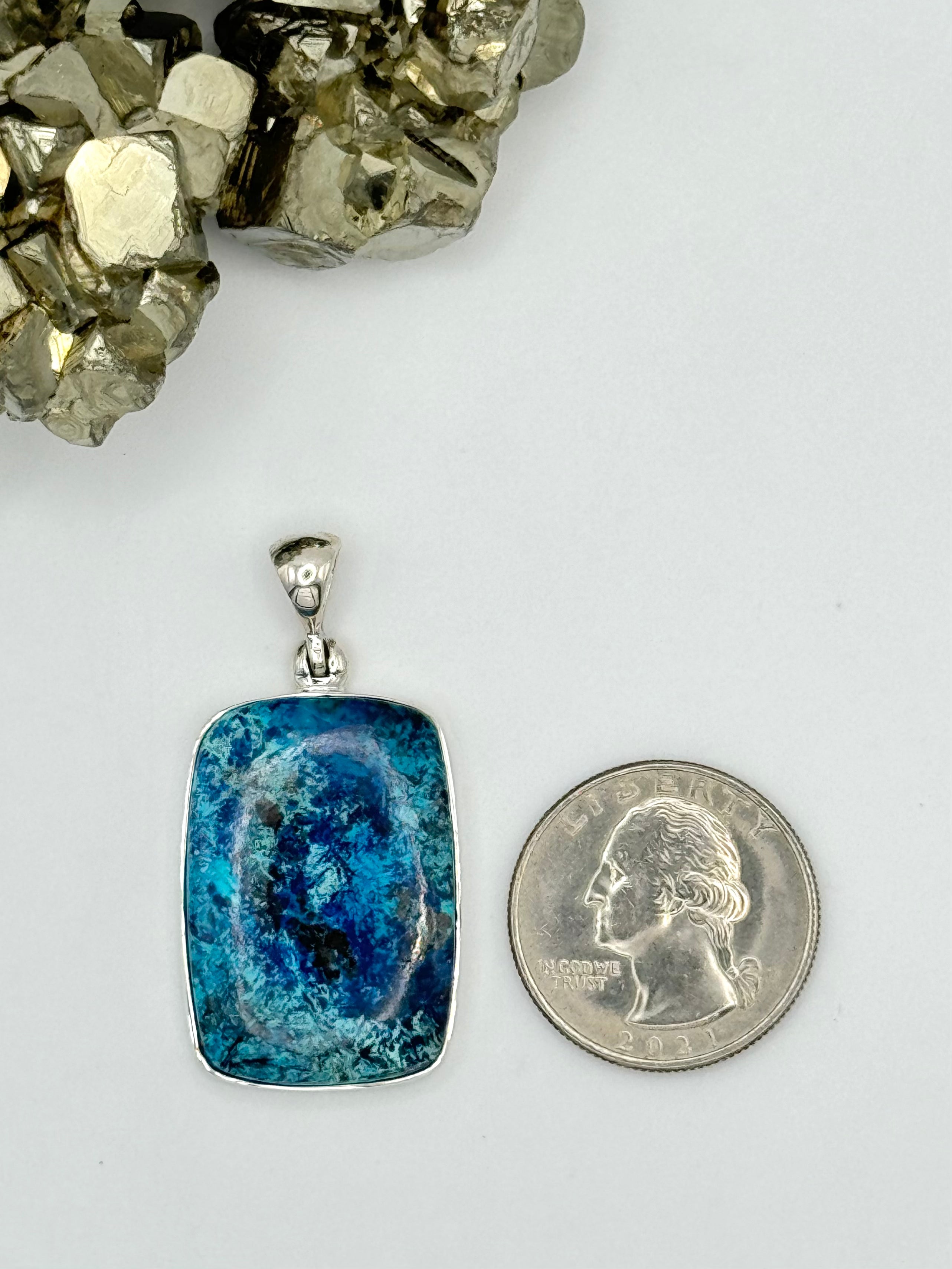 •SHATTUCKITE SOFT SQUARE• sterling silver pendant