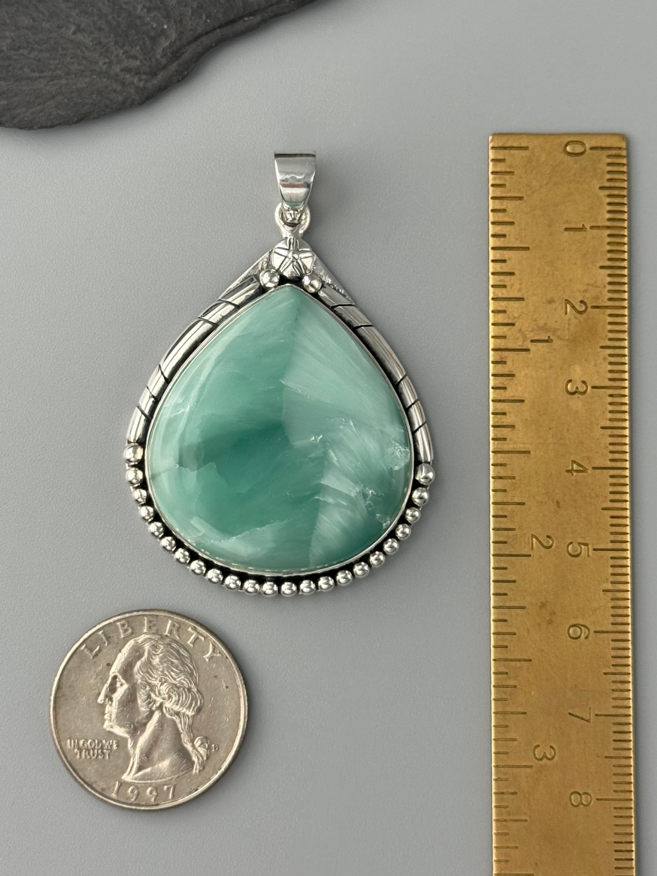 •HEMIMORPHITE TEAR - CANYON• sterling silver pendant