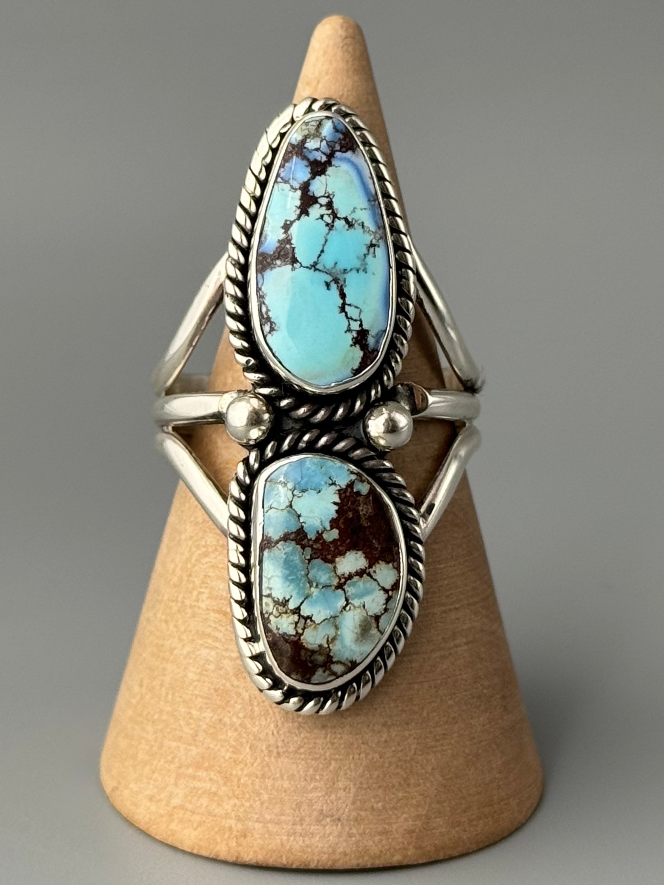 •GOLDEN HILL TURQUOISE - NAAKI• Navajo silver ring (size 9.25)