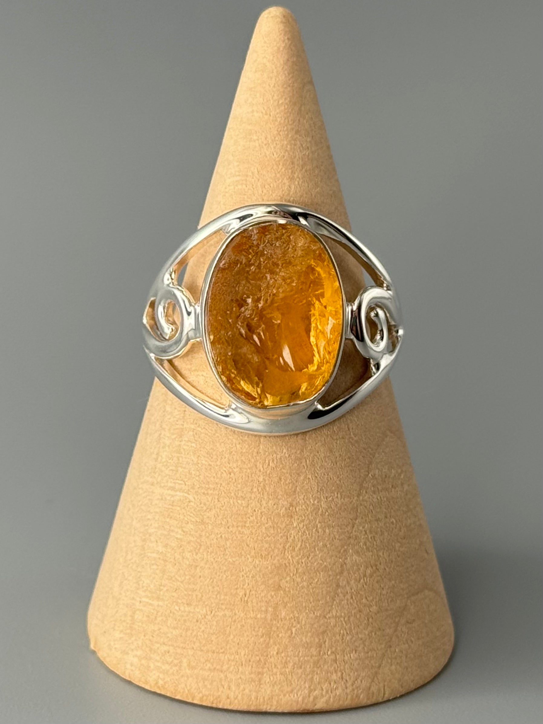 •CITRINE - CLARA• decorative band silver ring (various sizes)