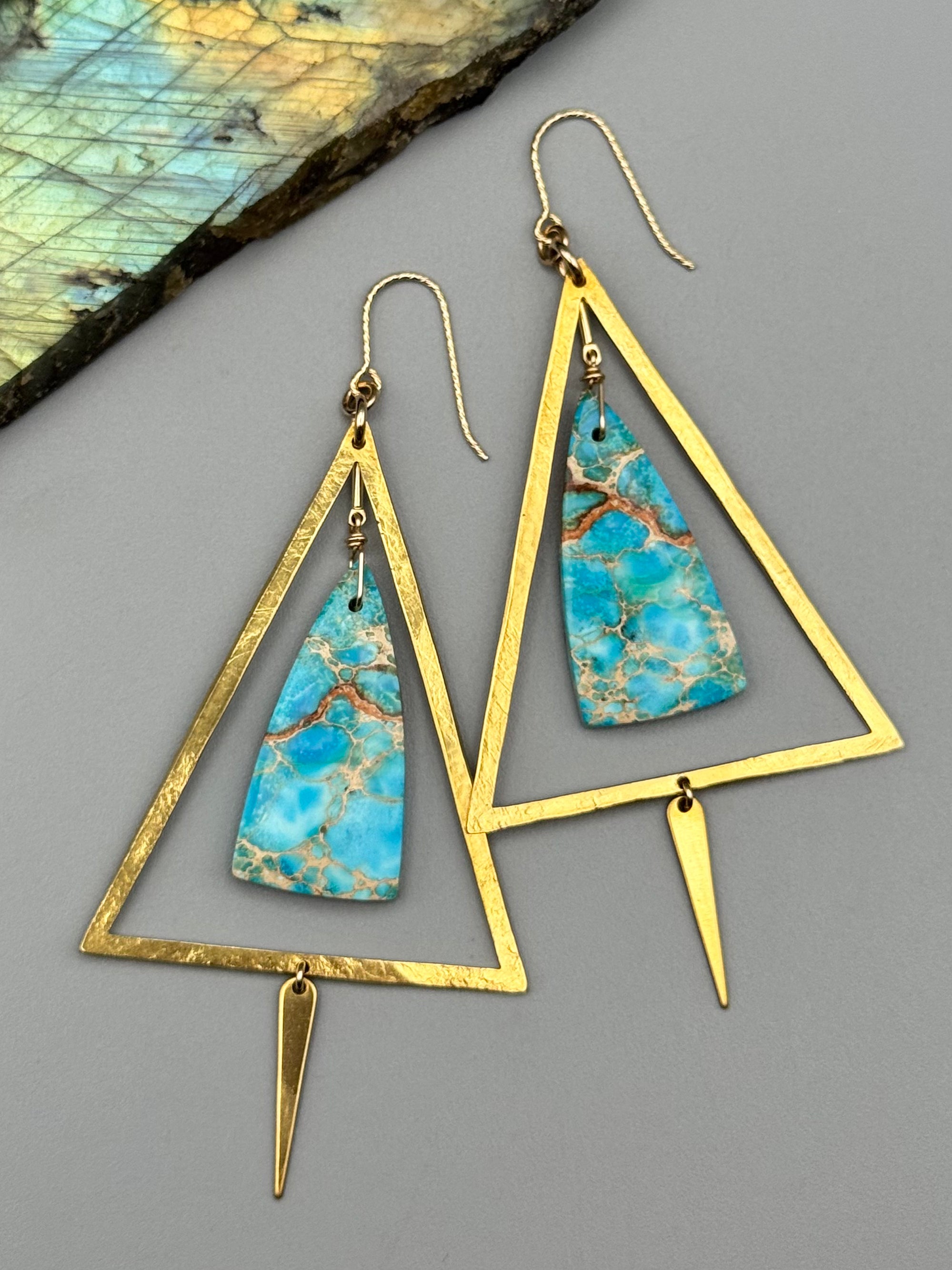 •ASET• madagascar jasper + gold earrings