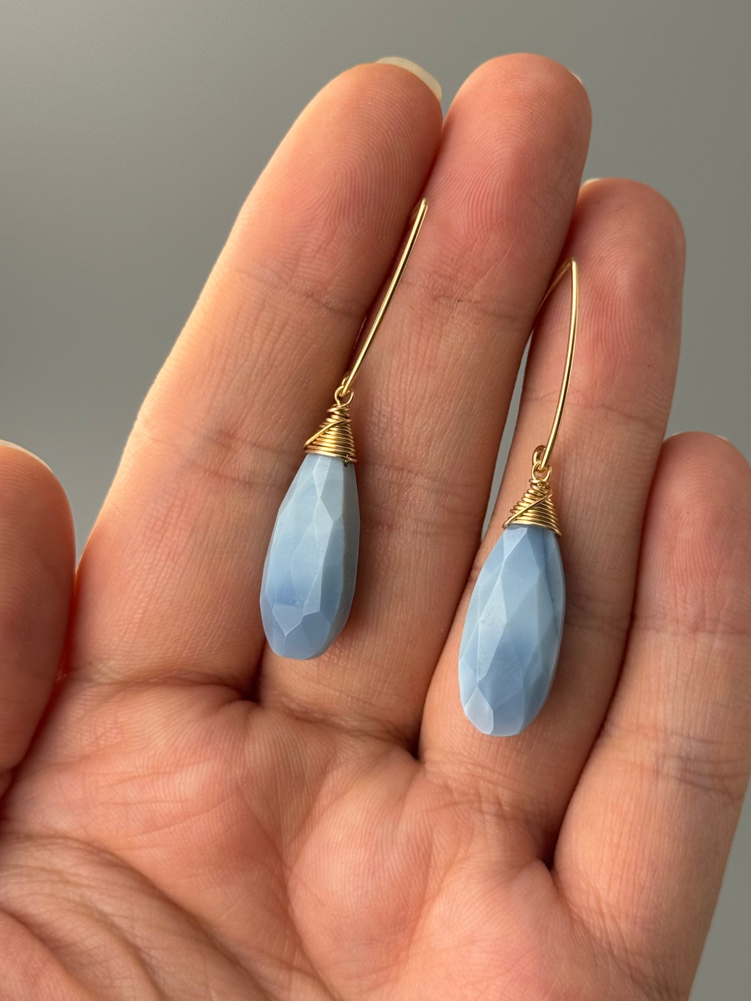 •STRAY• blue opal + gold earrings