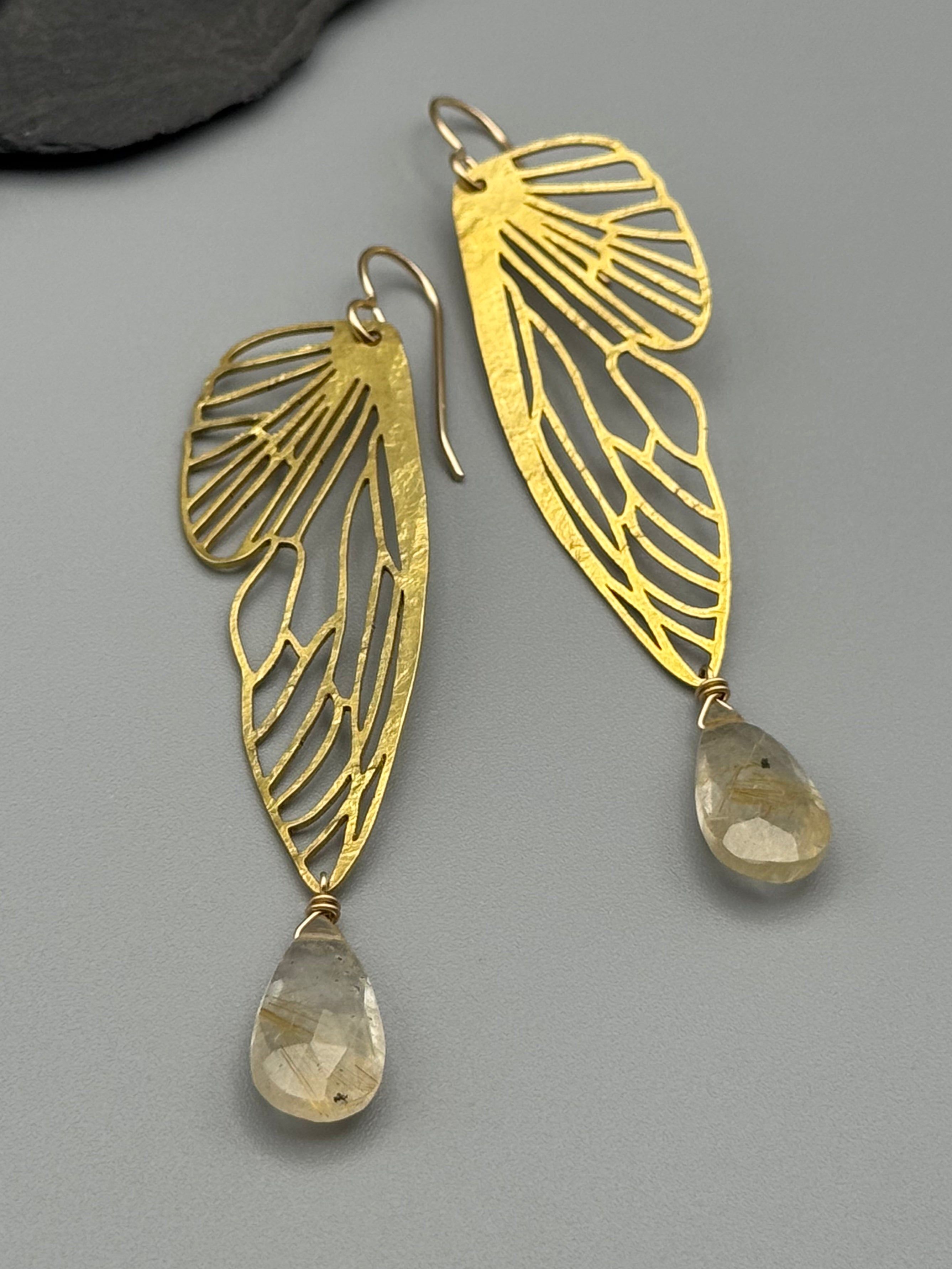 •METAMORPH• rutilated quartz + gold earrings
