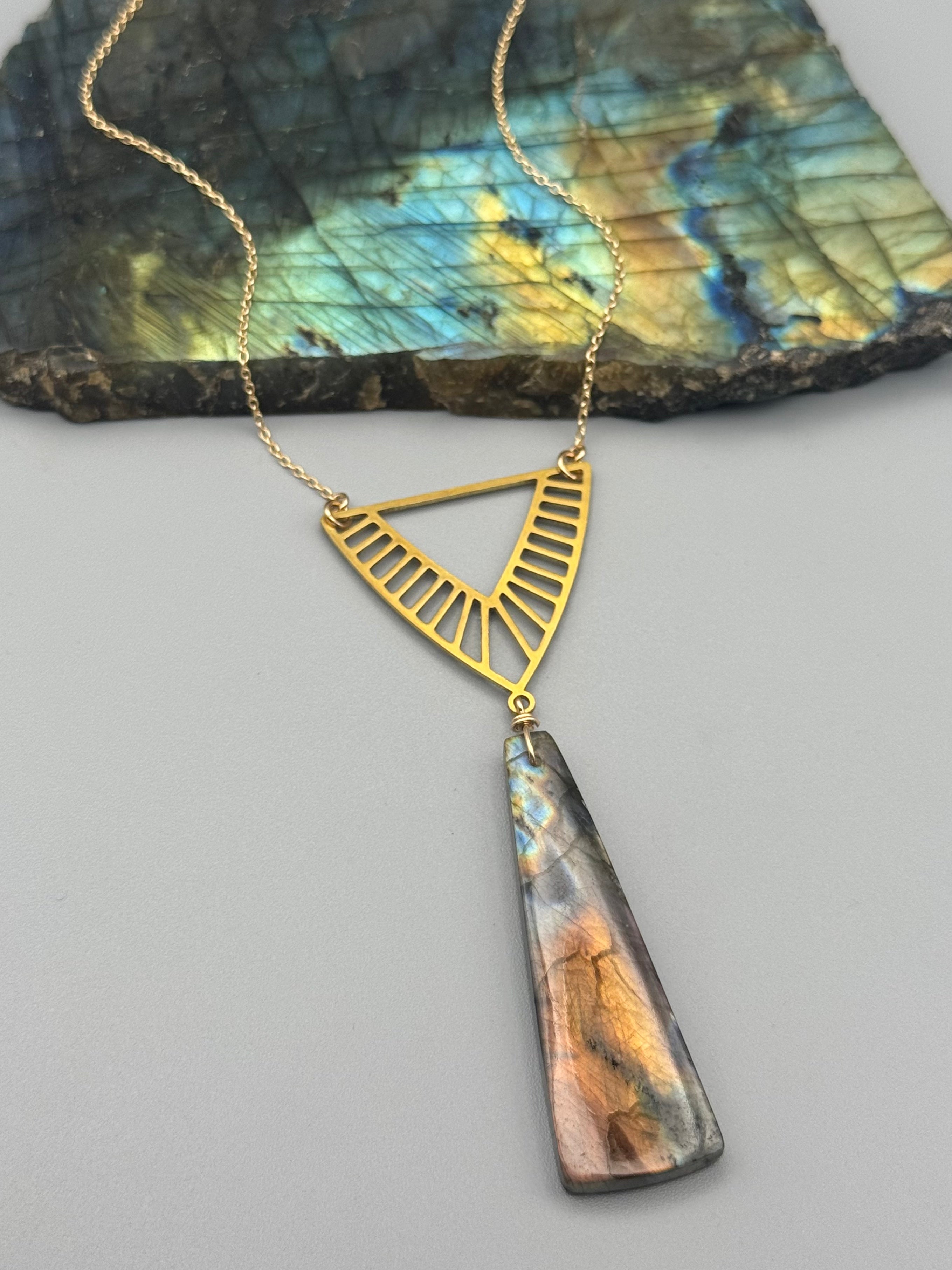 •INVOKE• golden labradorite + gold necklace (16"-18" long)