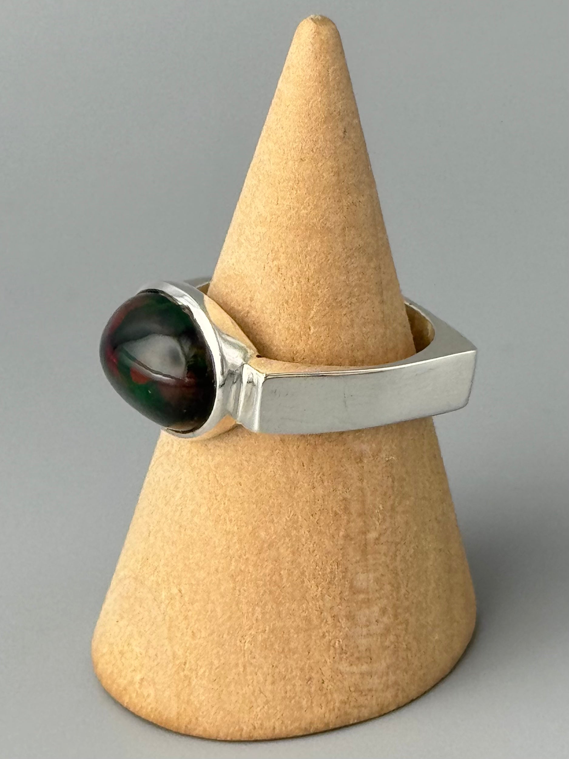 •ETHIOPIAN OPAL - MOD SIGNET• square band silver ring (size 9.25)