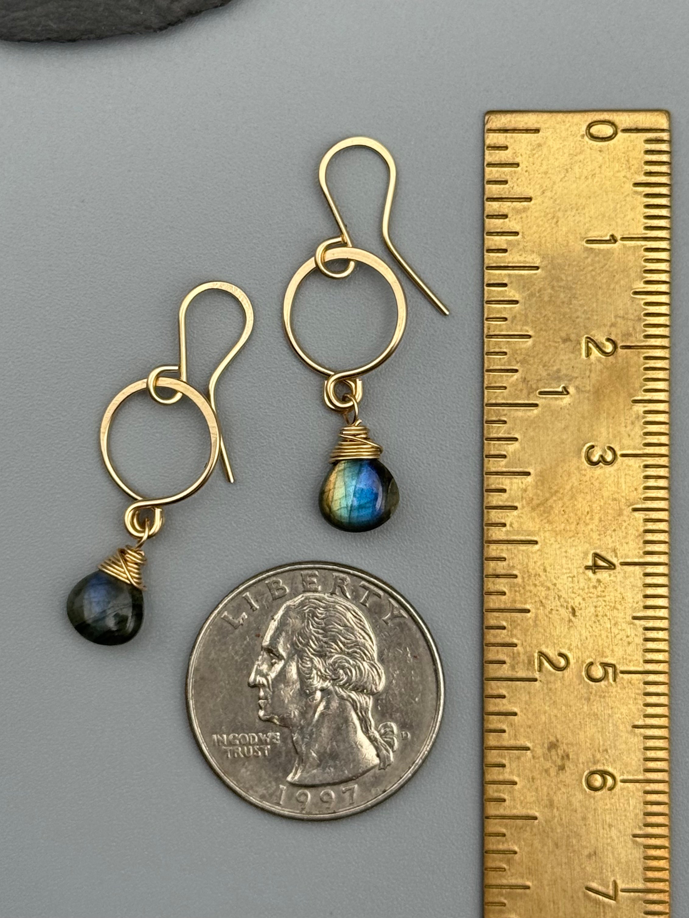 •DROPLET• labradorite + gold dangle earrings