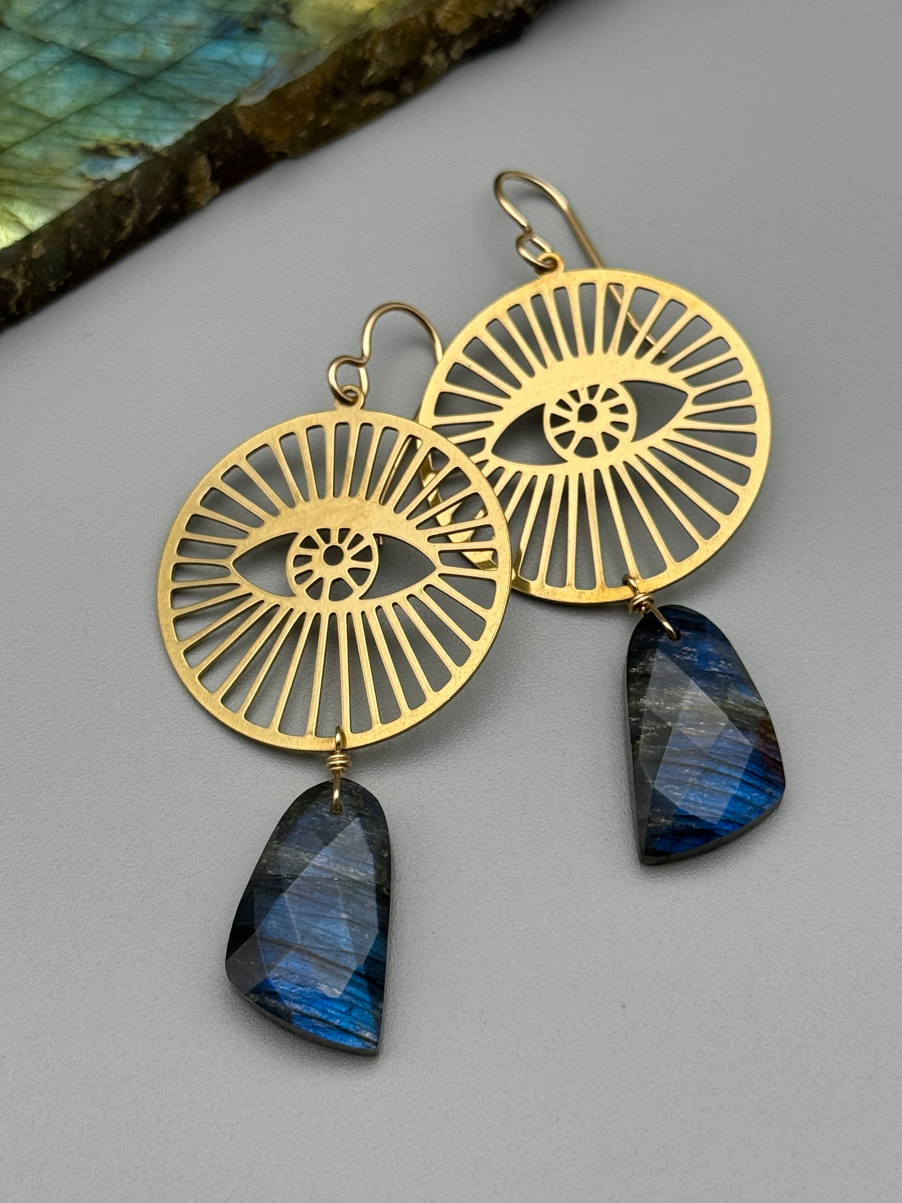 •GAZE• labradorite + gold earrings