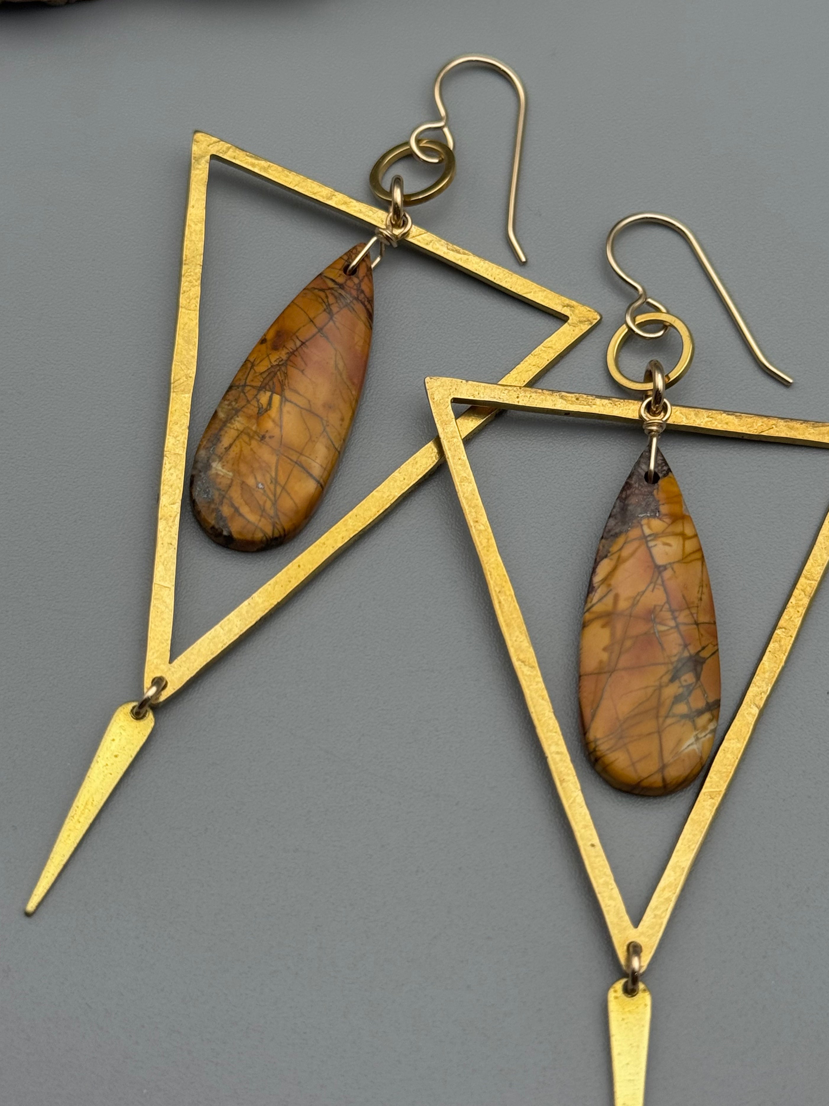 •YIELDING• red creek jasper + gold earrings